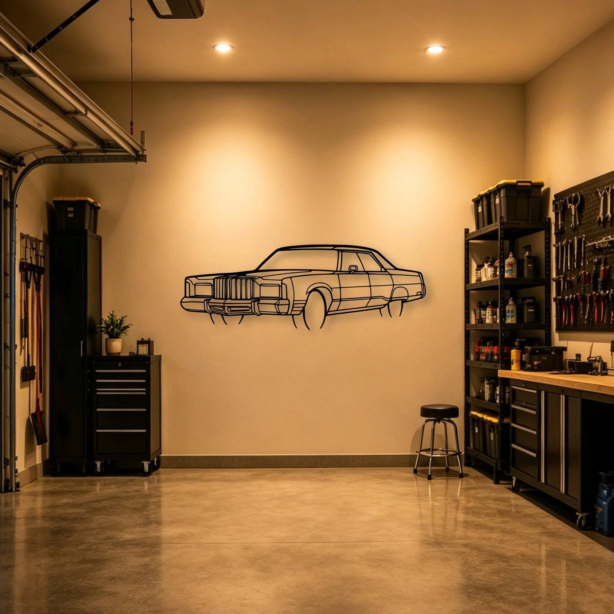 New Yorker 1978 Angle Classic Silhouette Metal Wall Art - Automotive Garage Decor