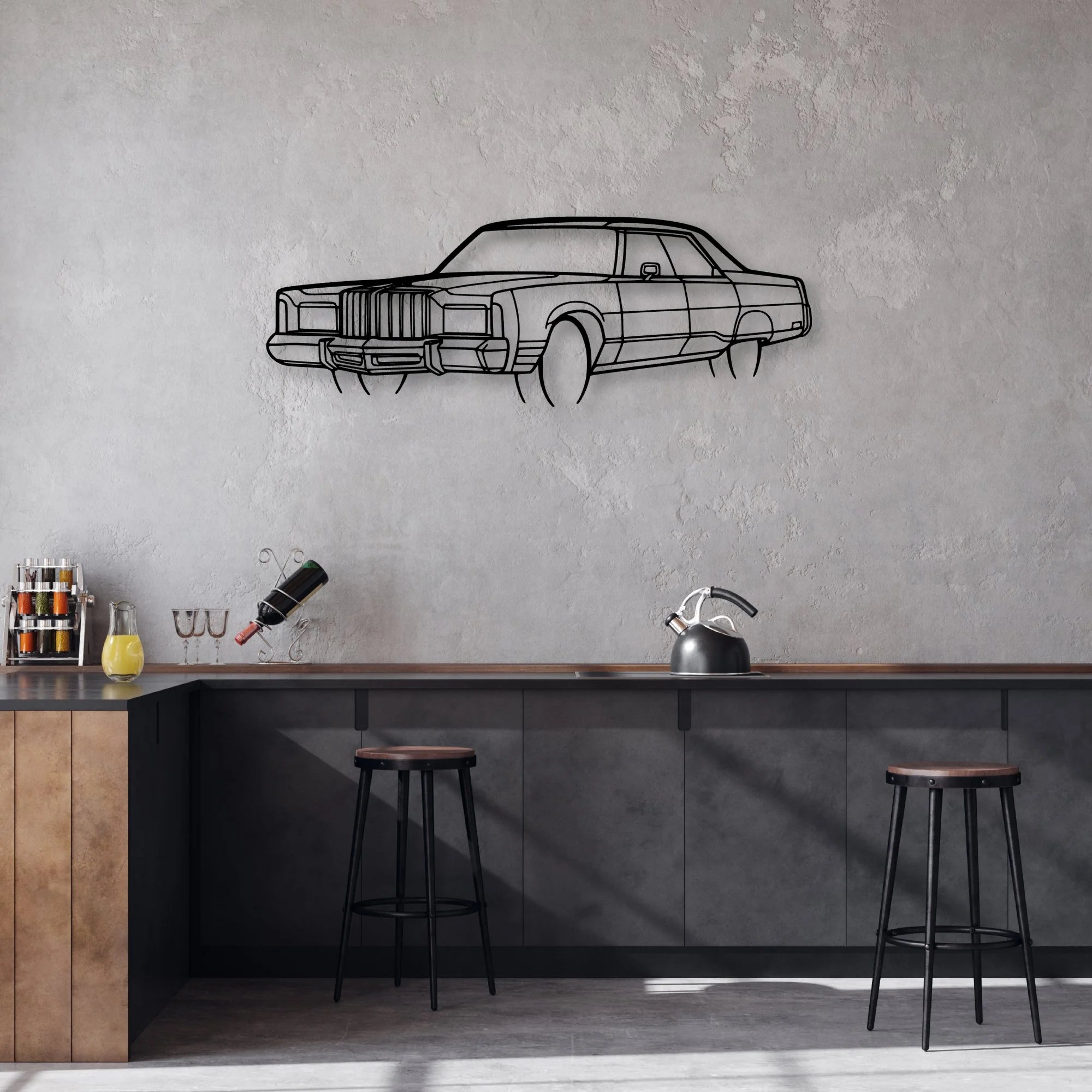 New Yorker 1978 Angle Classic Silhouette Metal Wall Art - Automotive Garage Decor