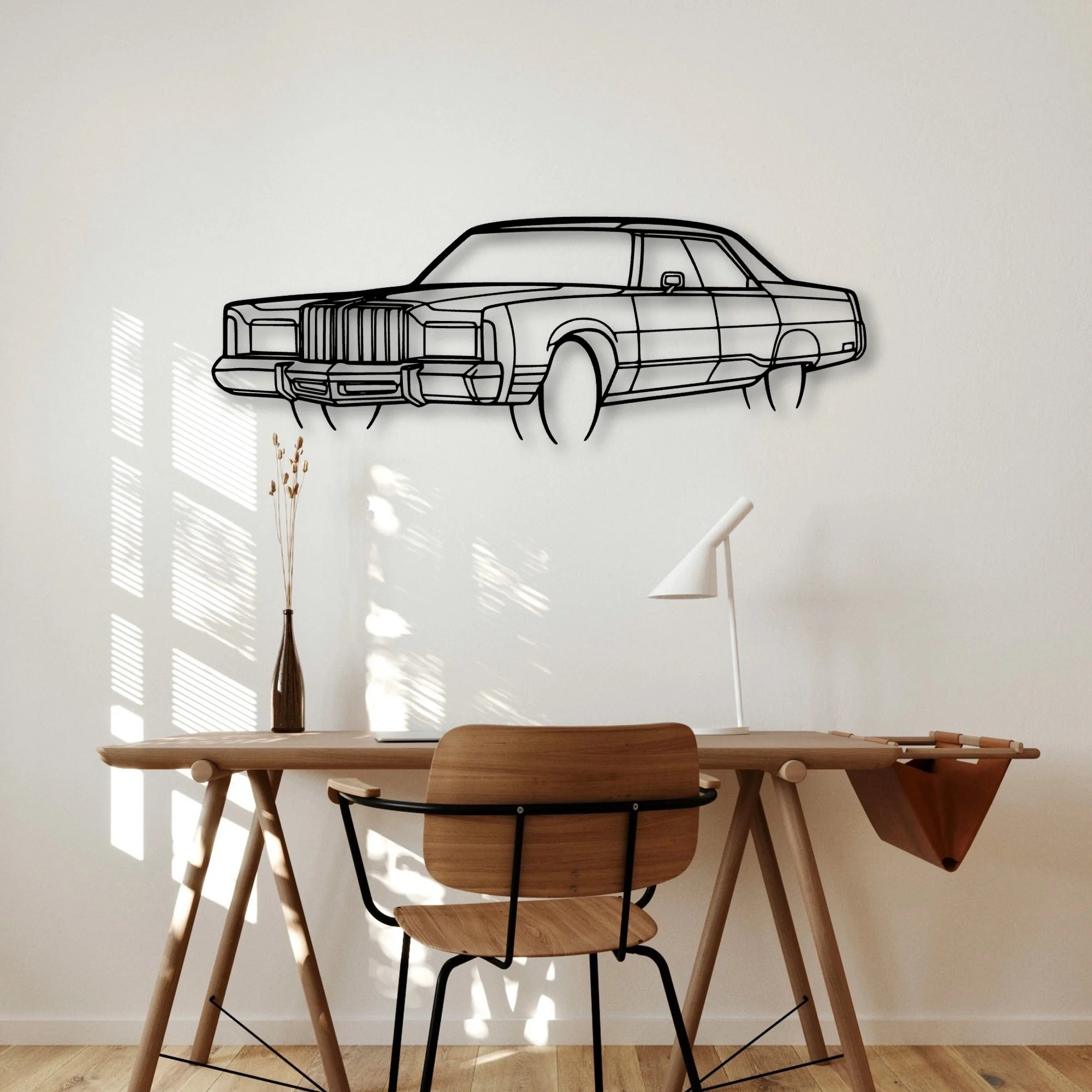 New Yorker 1978 Angle Classic Silhouette Metal Wall Art - Automotive Garage Decor