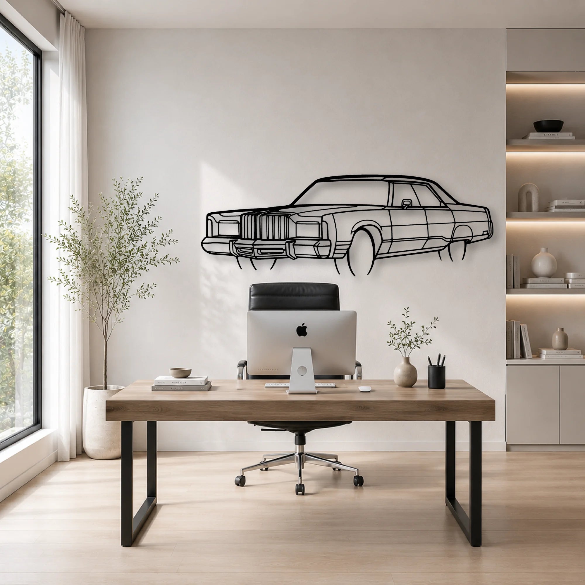 New Yorker 1978 Angle Classic Silhouette Metal Wall Art - Automotive Garage Decor