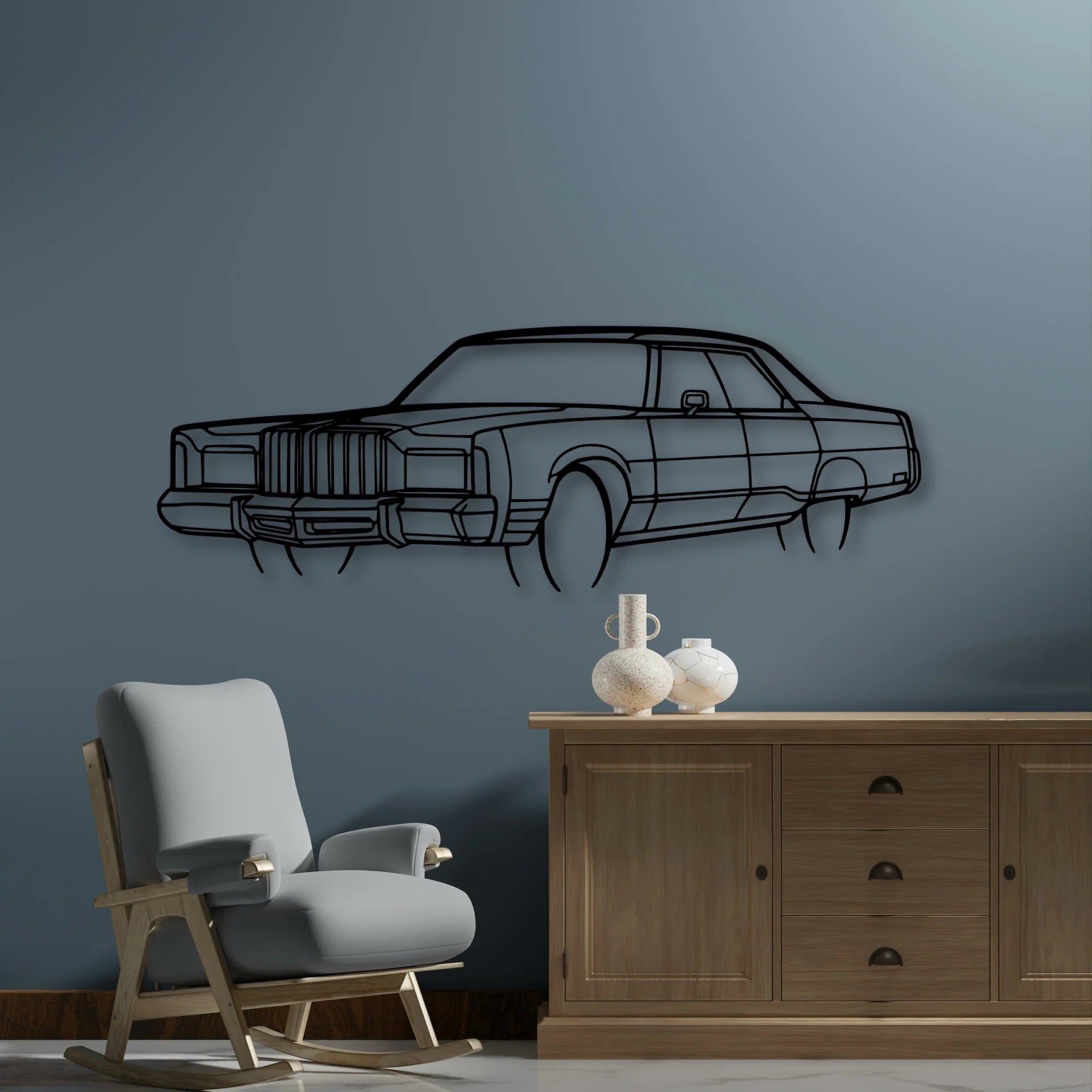 New Yorker 1978 Angle Classic Silhouette Metal Wall Art - Automotive Garage Decor