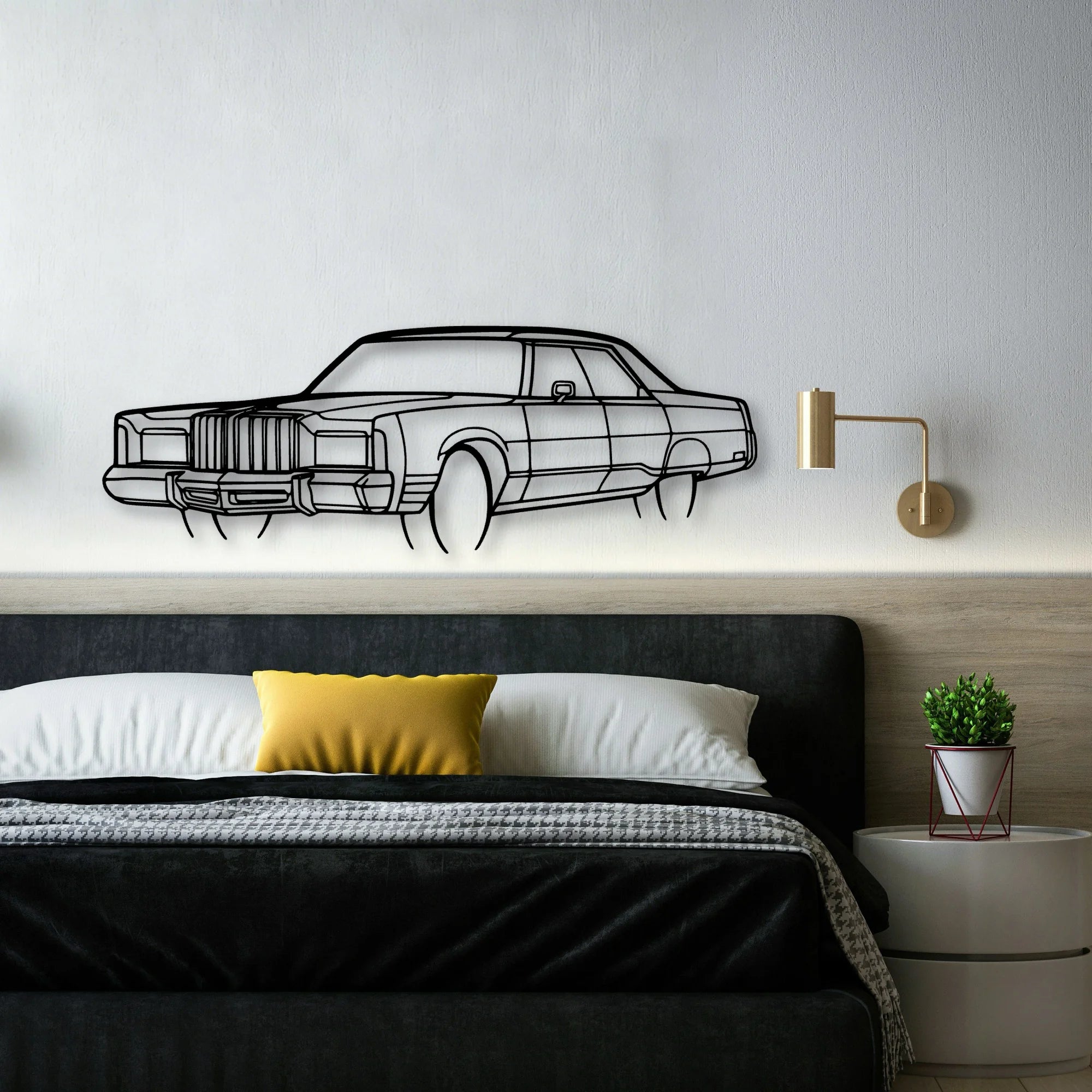 New Yorker 1978 Angle Classic Silhouette Metal Wall Art - Automotive Garage Decor