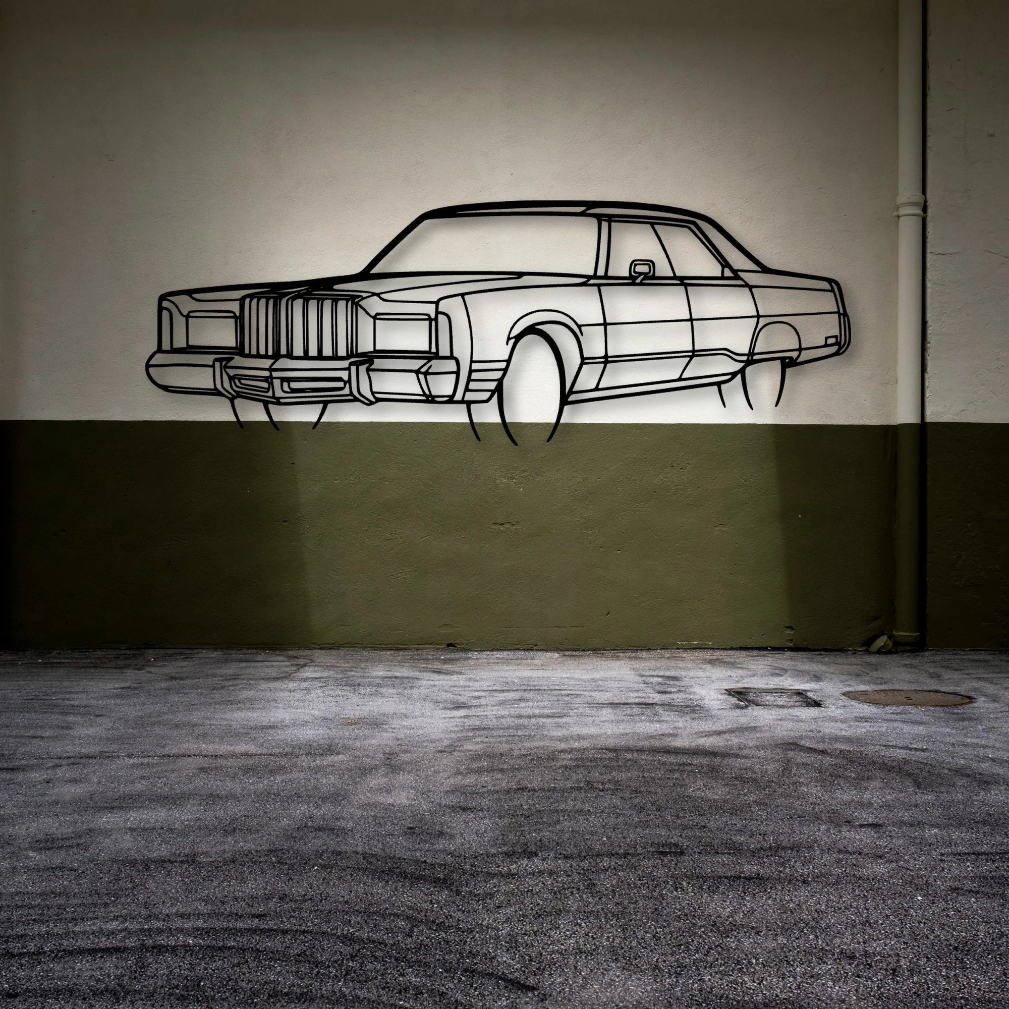 New Yorker 1978 Angle Classic Silhouette Metal Wall Art - Automotive Garage Decor