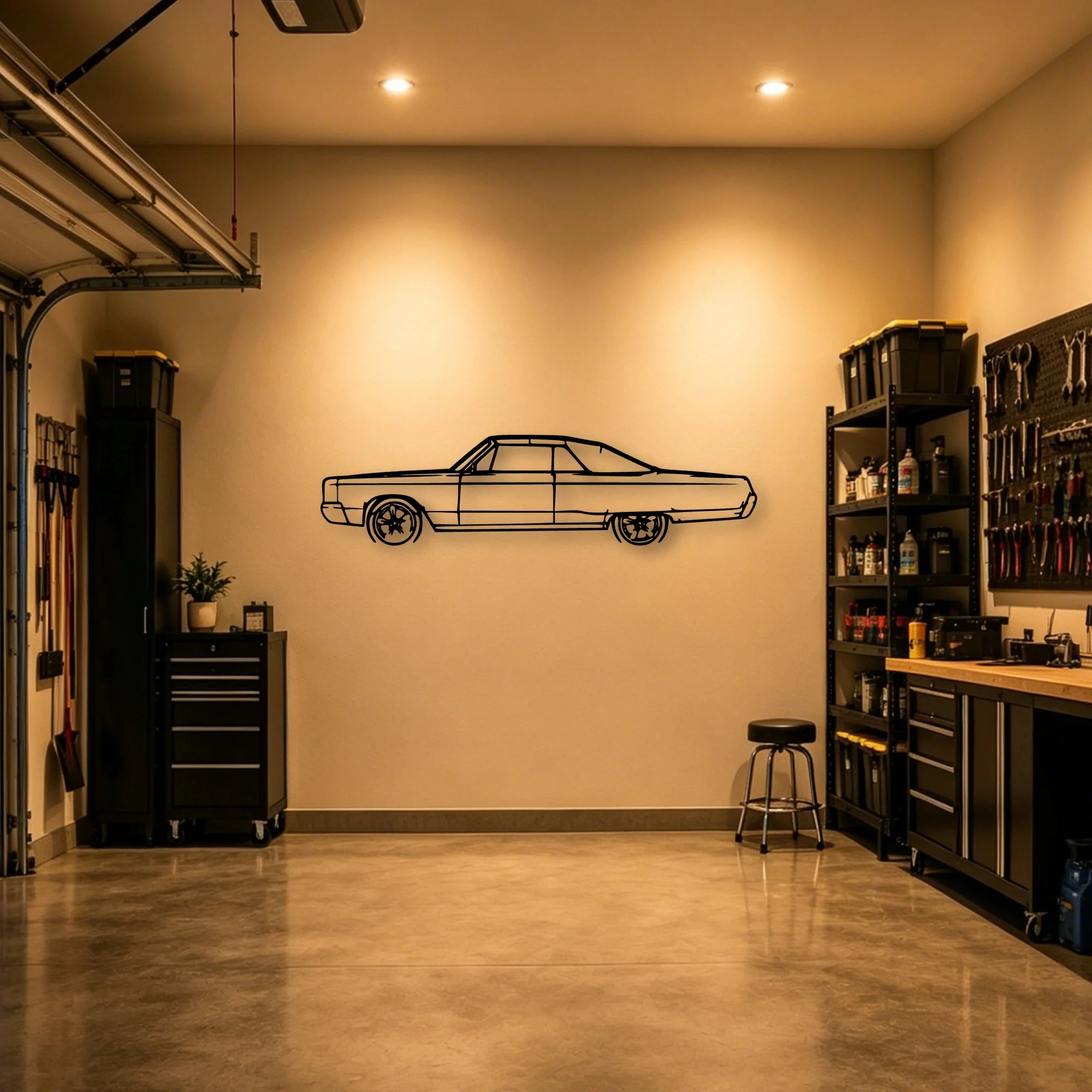 Newport Convertible 1967 Classic Silhouette Metal Wall Art - Automotive Garage Decor