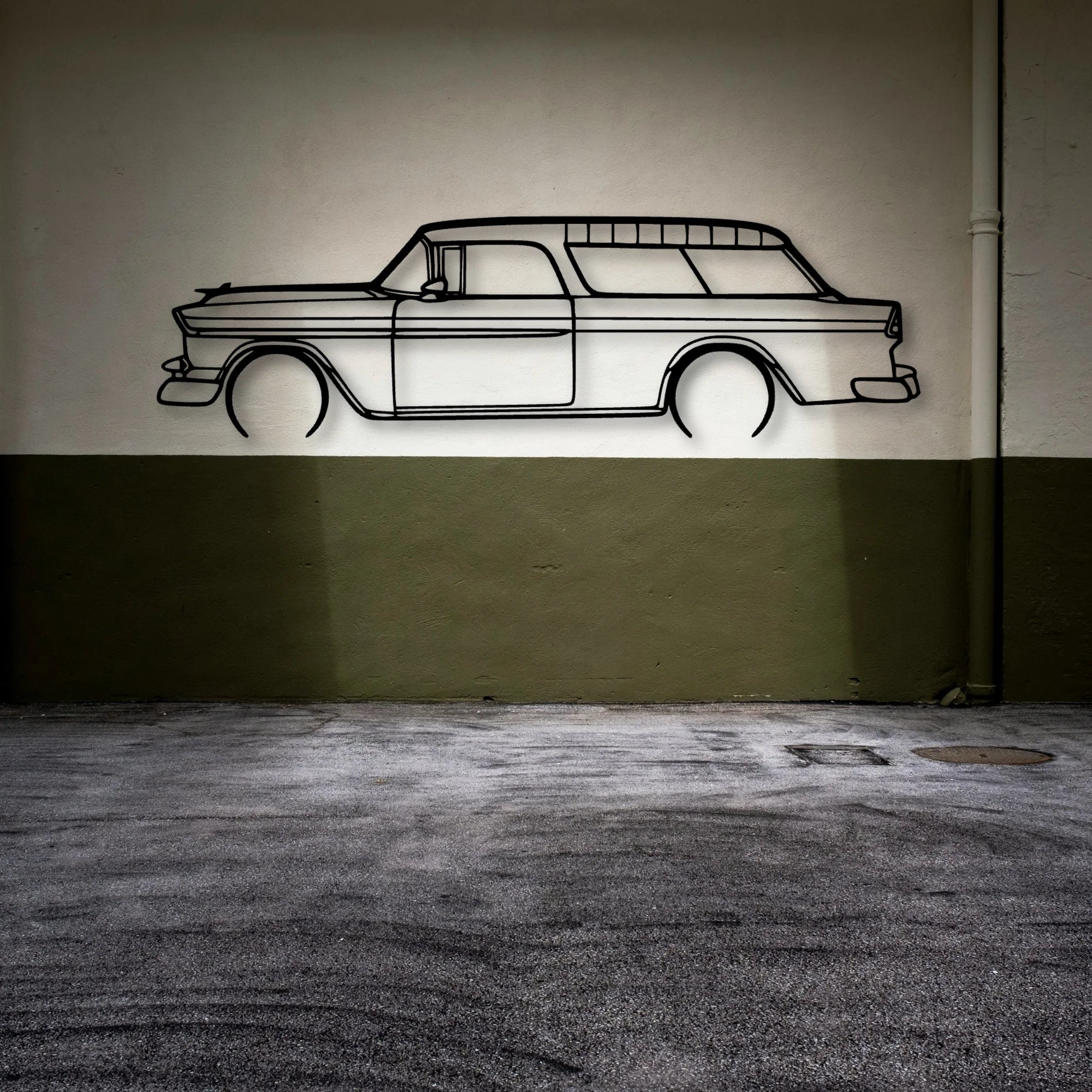 Nomad 1955 Classic Silhouette Metal Wall Art - Automotive Garage Decor