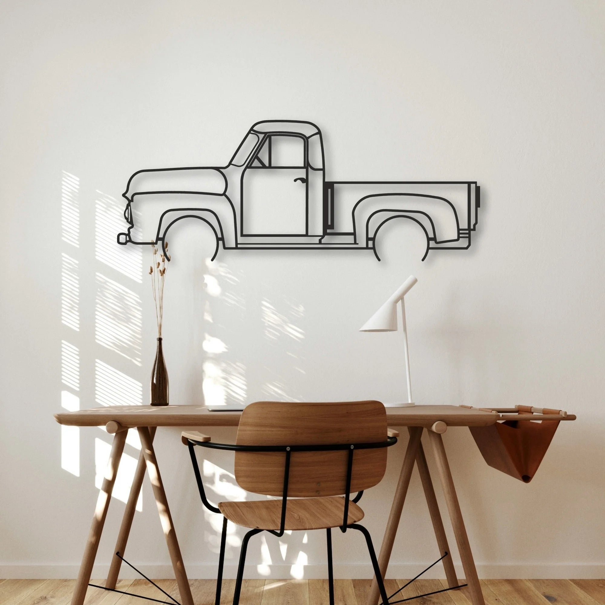 OLD TRUCK Classic Silhouette Metal Wall Art - Automotive Garage Decor