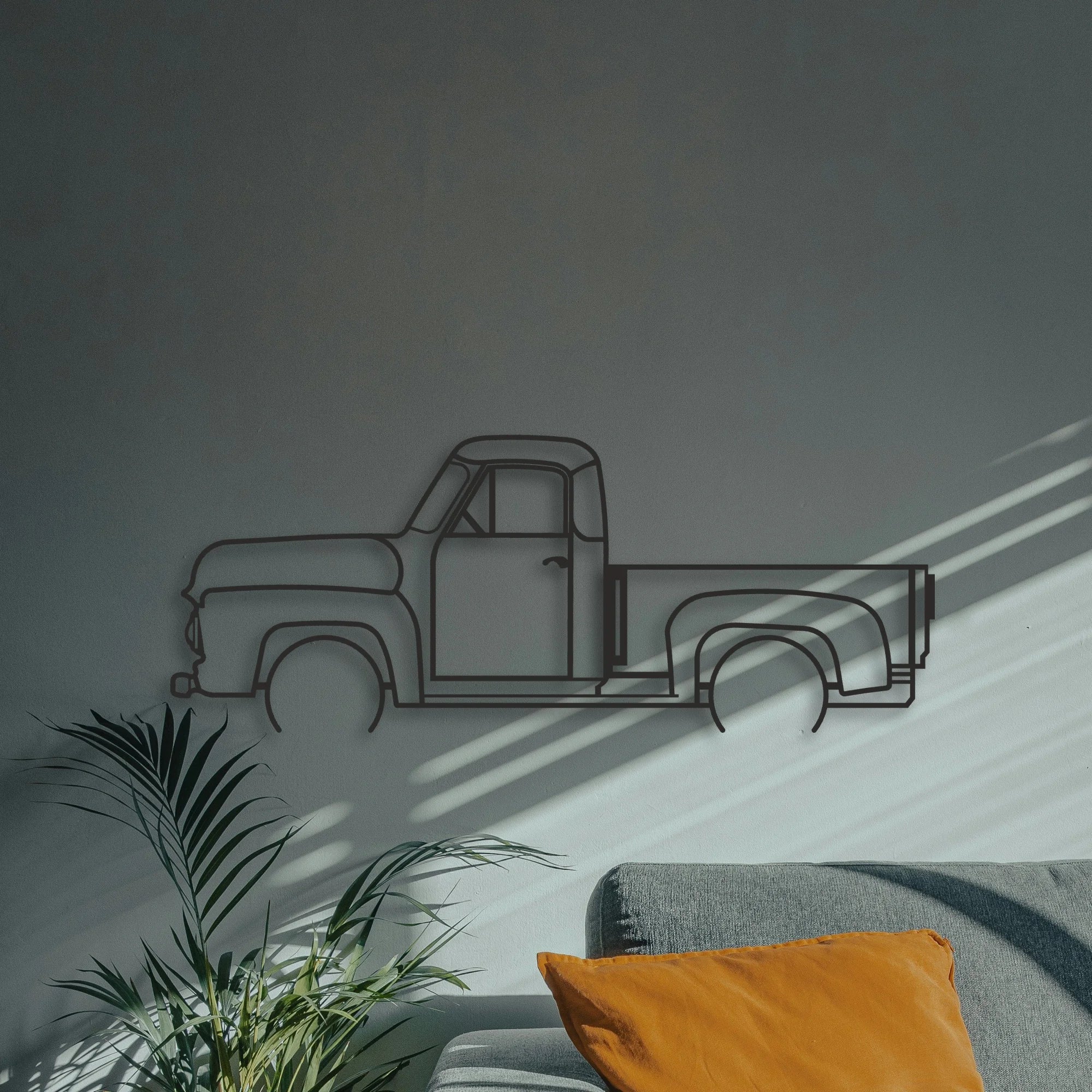 OLD TRUCK Classic Silhouette Metal Wall Art - Automotive Garage Decor