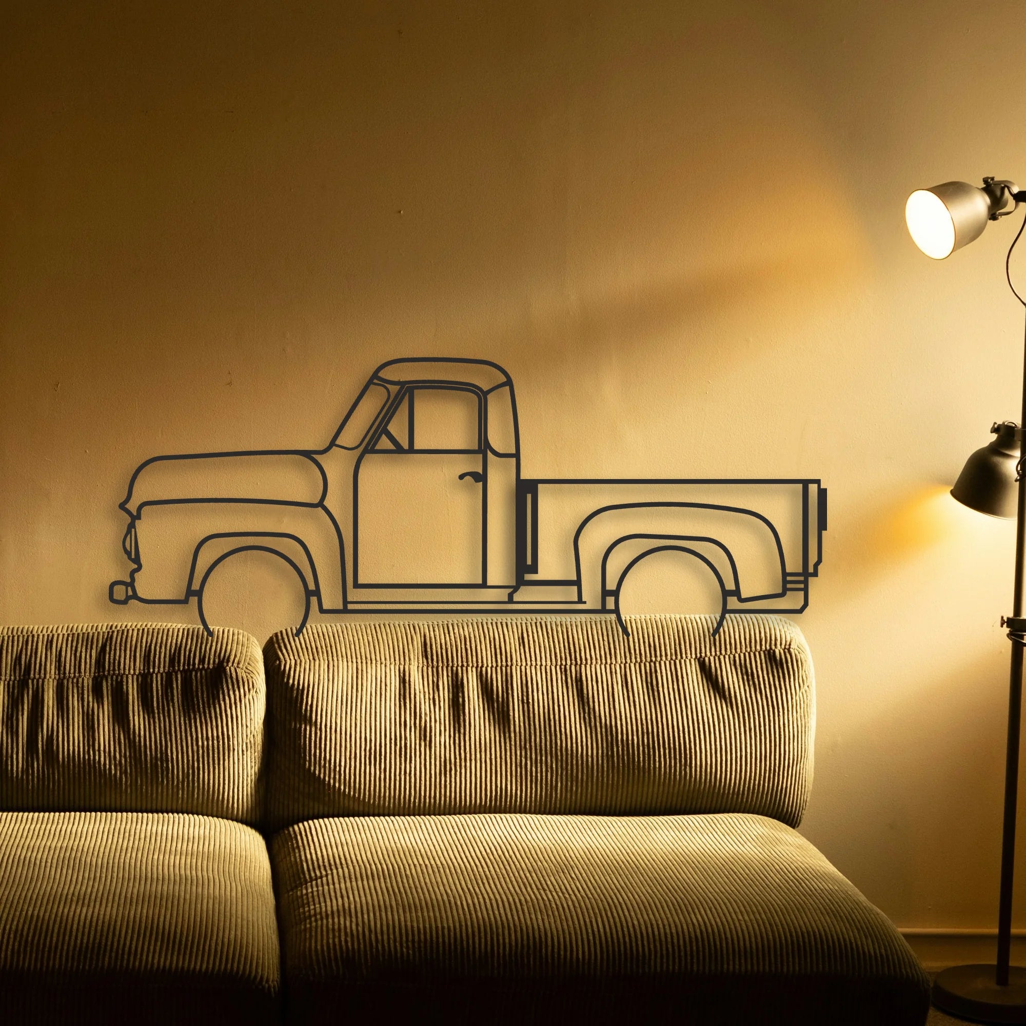 OLD TRUCK Classic Silhouette Metal Wall Art - Automotive Garage Decor