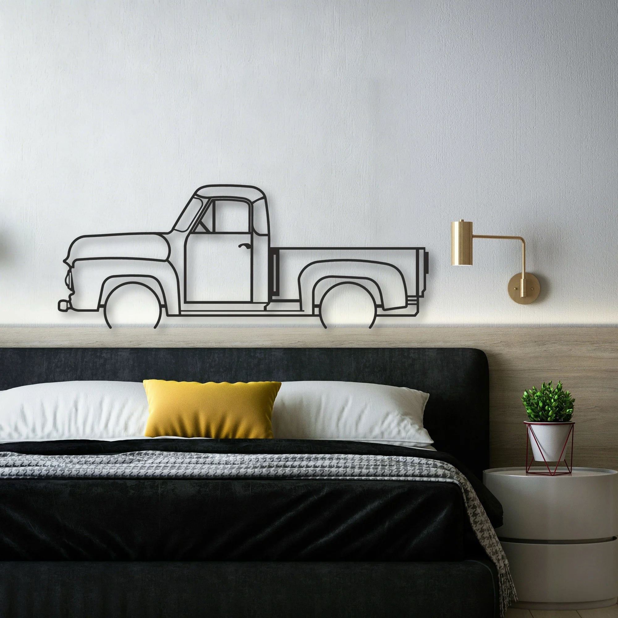 OLD TRUCK Classic Silhouette Metal Wall Art - Automotive Garage Decor
