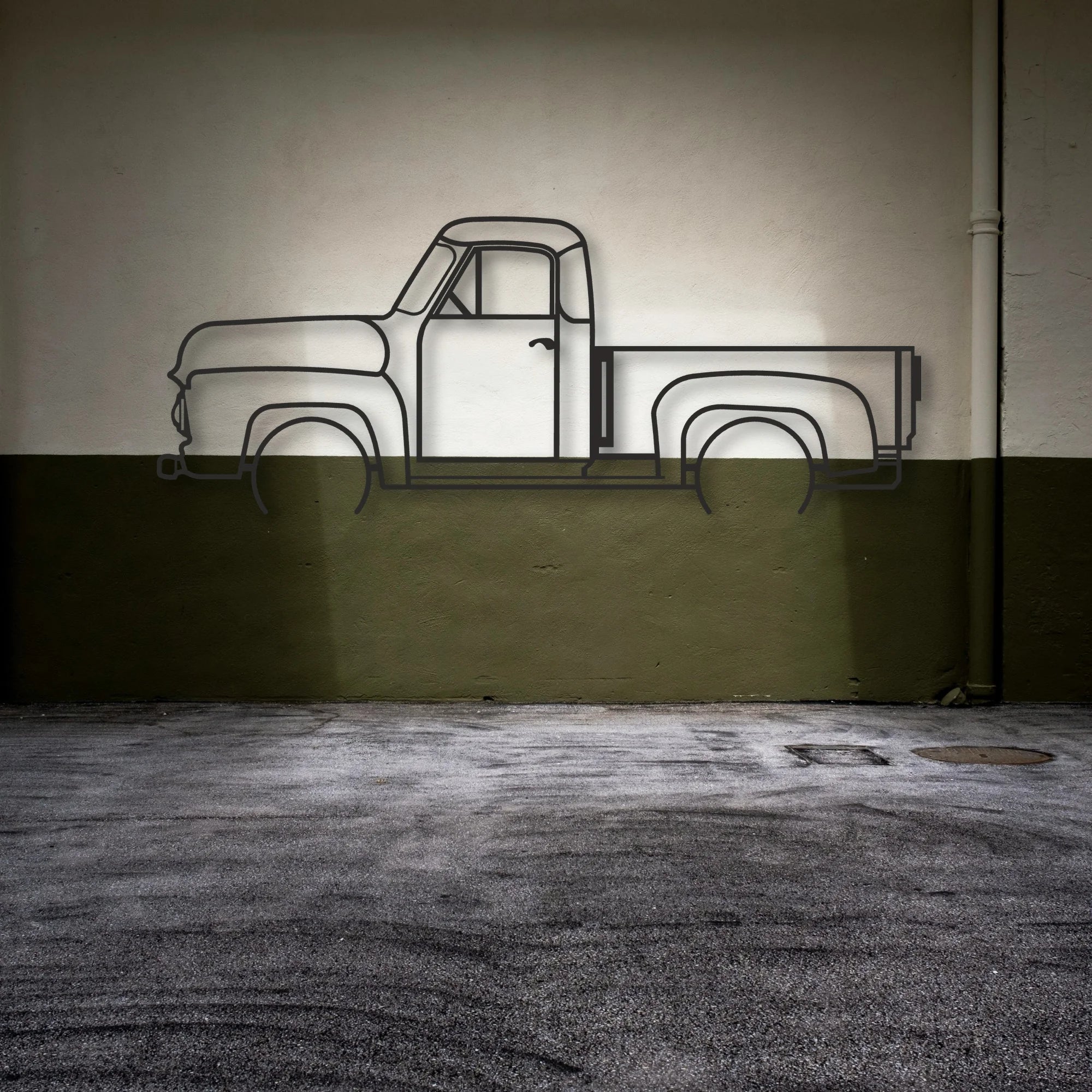 OLD TRUCK Classic Silhouette Metal Wall Art - Automotive Garage Decor