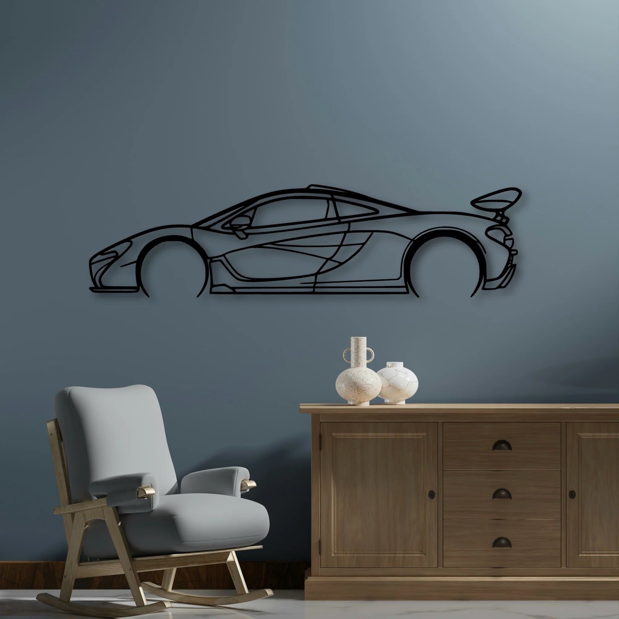 P1 Classic Silhouette Metal Wall Art - Automotive Garage Decor