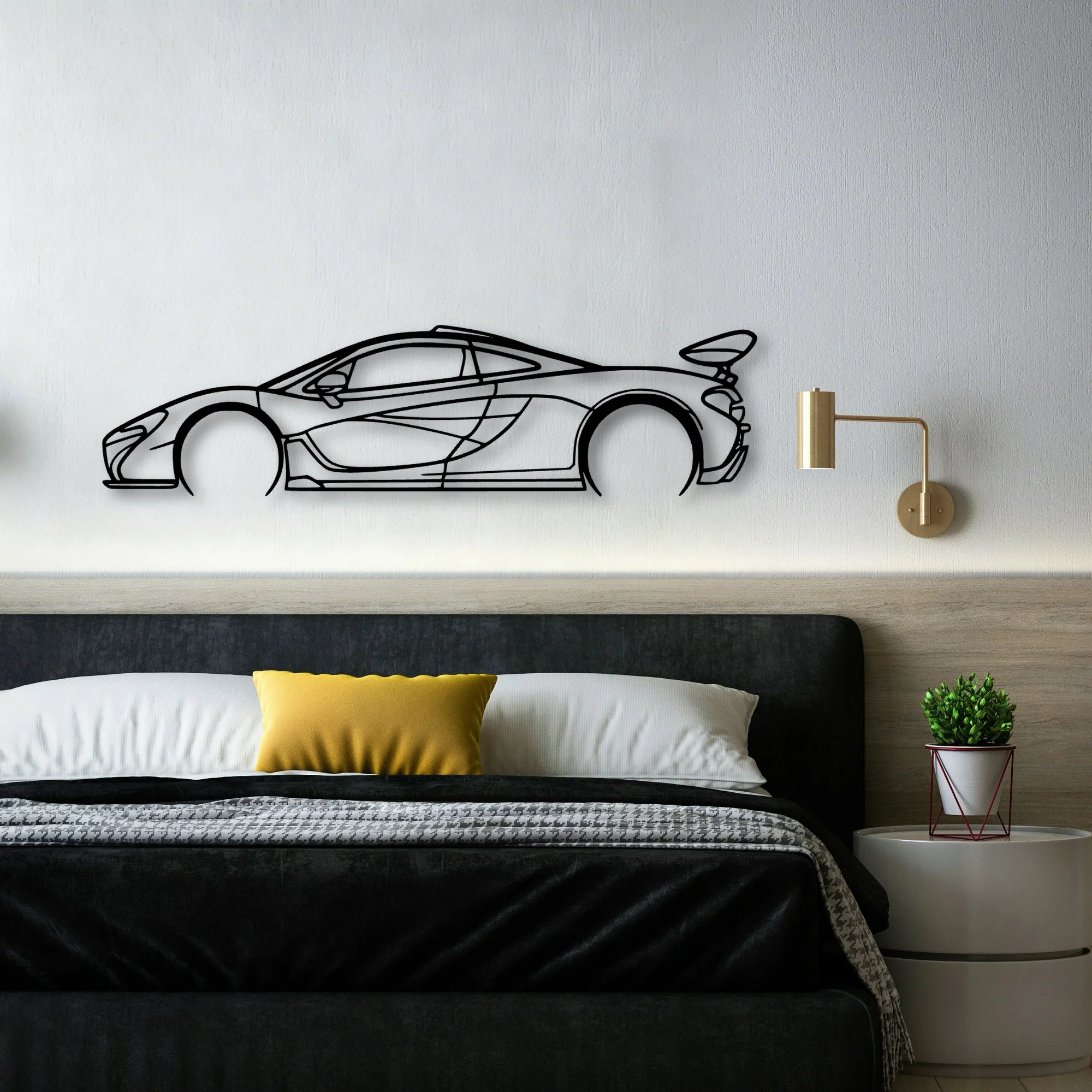 P1 Classic Silhouette Metal Wall Art - Automotive Garage Decor