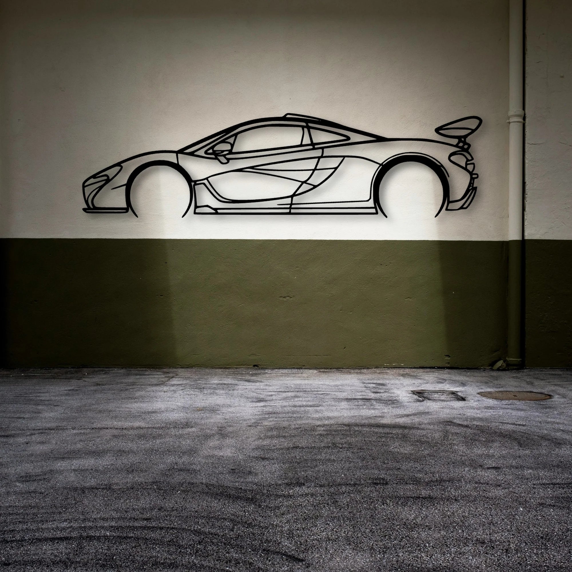 P1 Classic Silhouette Metal Wall Art - Automotive Garage Decor
