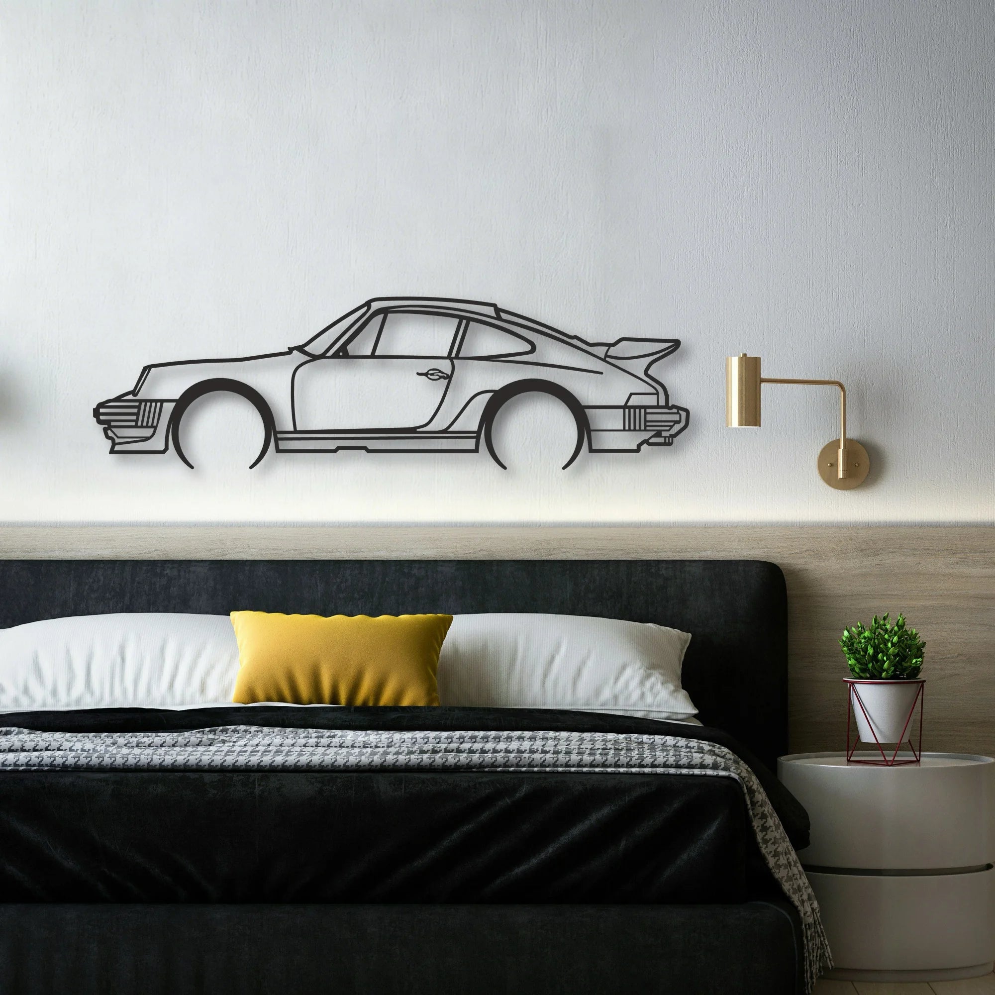 PORSCHE Classic Silhouette Metal Wall Art - Automotive Garage Decor