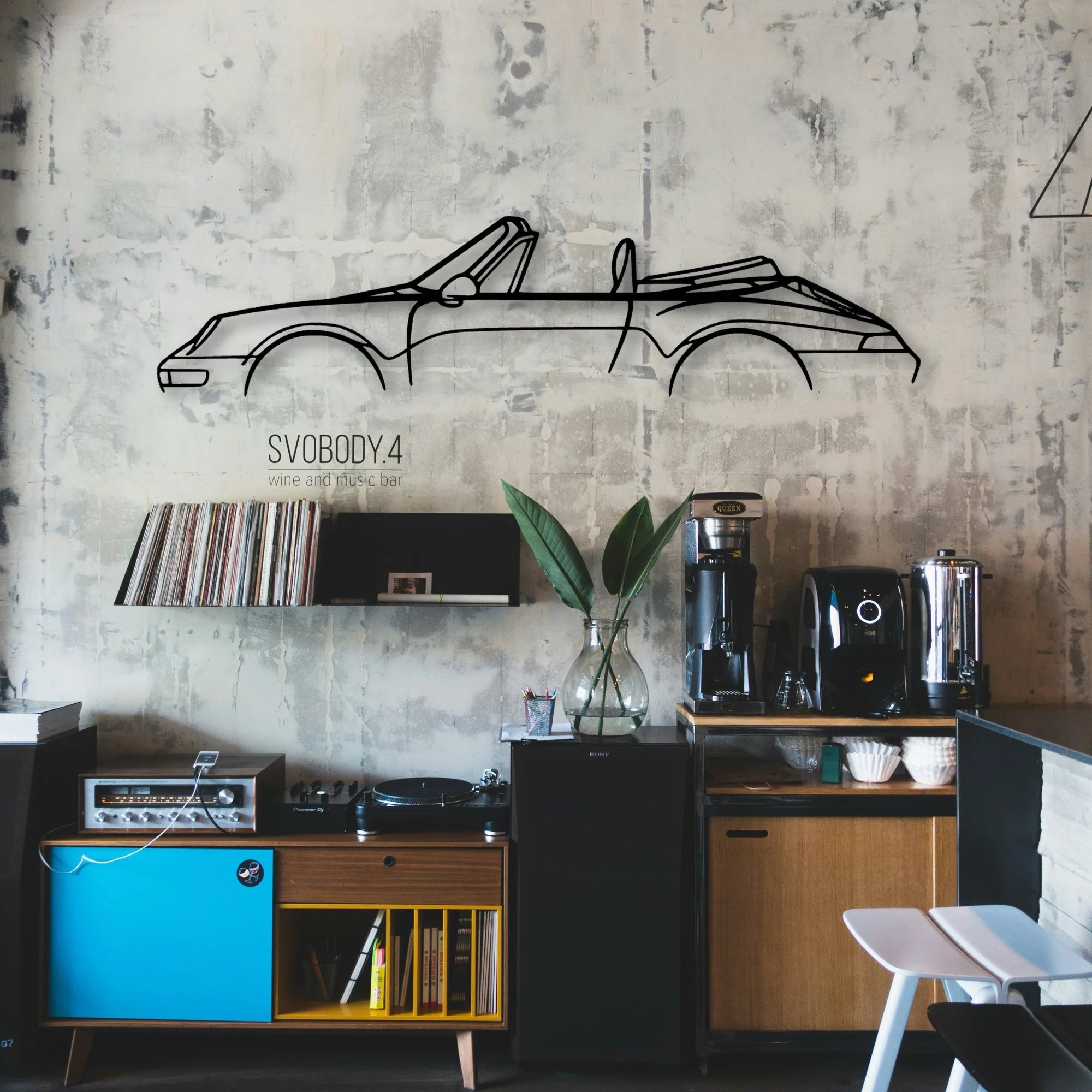 P Generation 4 Convertible Classic Silhouette Metal Wall Art - Automotive Garage Decor