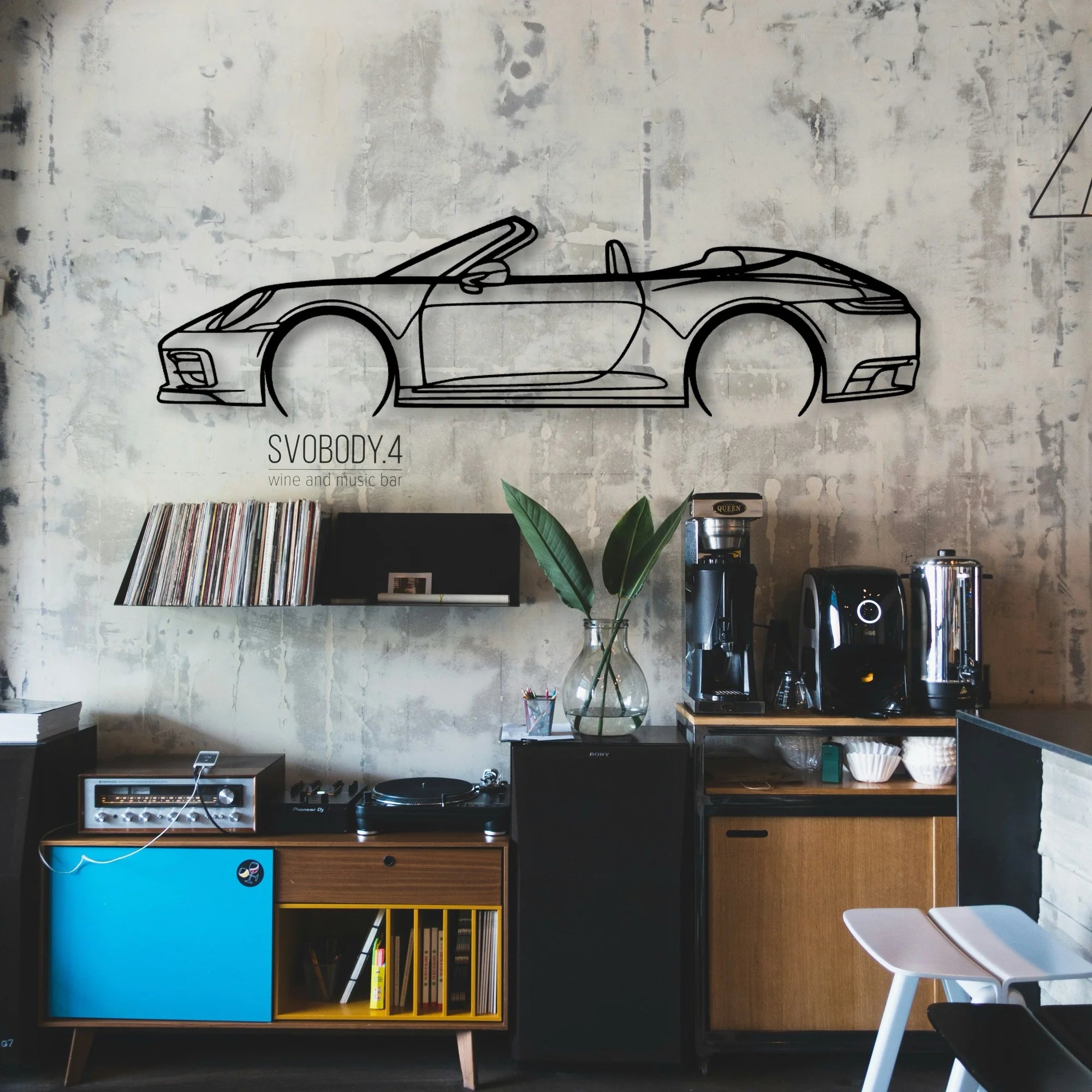 P Generation 8 Convertible Classic Silhouette Metal Wall Art - Automotive Garage Decor