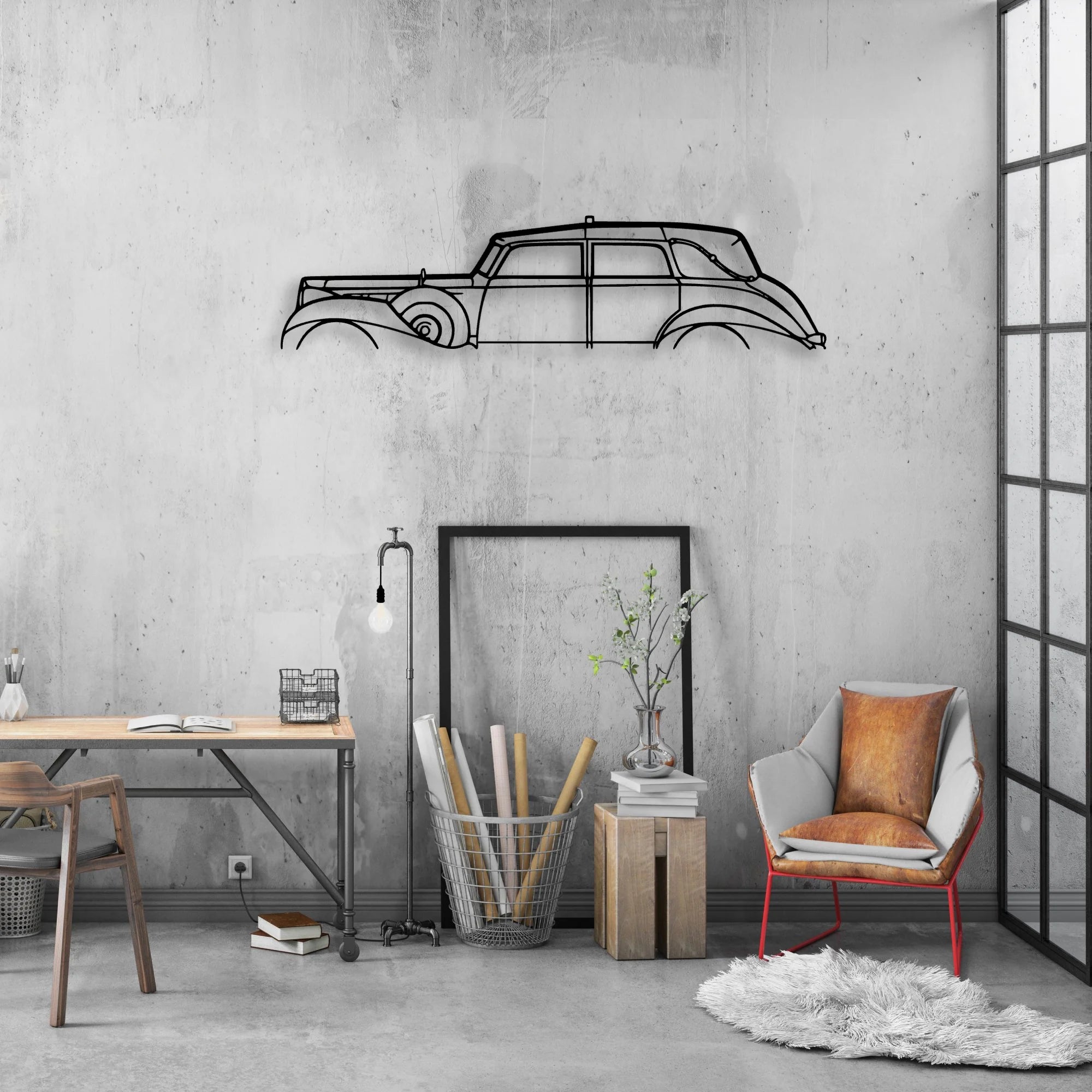 Packard Twelve 1938 Classic Silhouette Metal Wall Art - Automotive Garage Decor