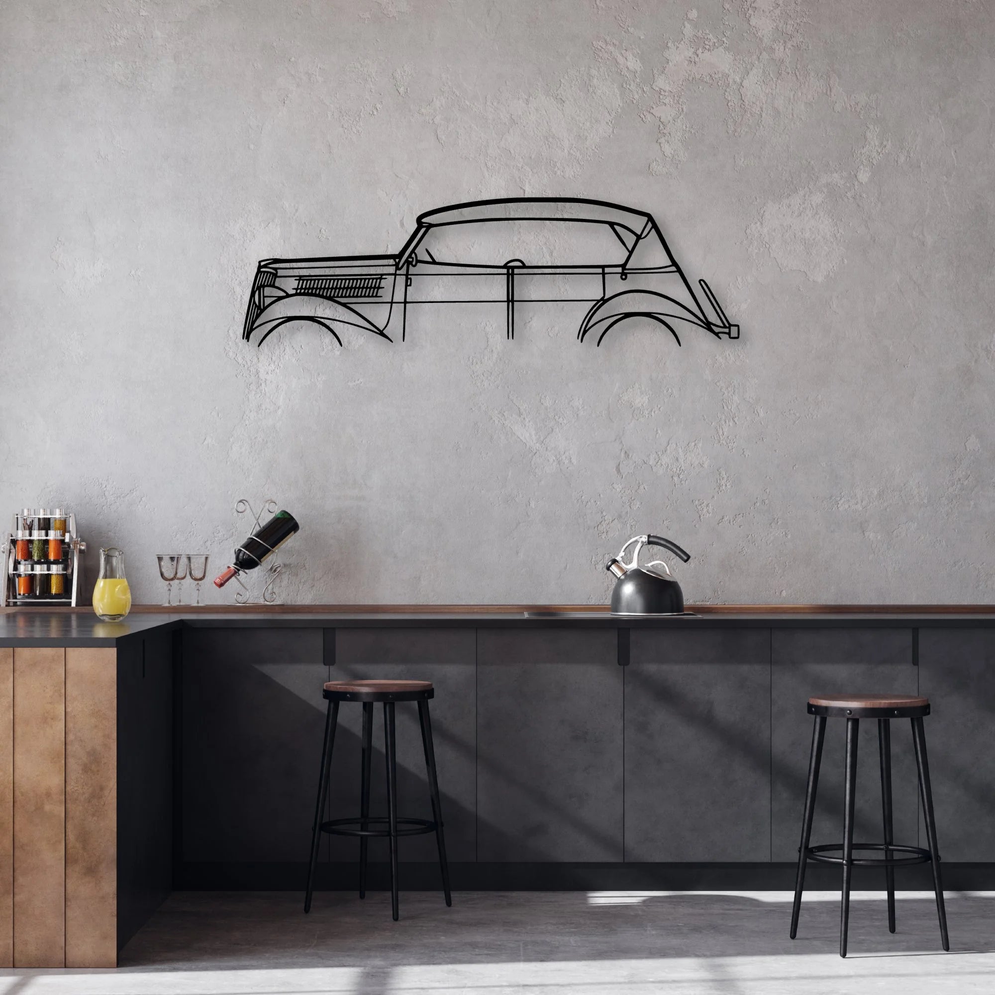 Phaeton 1930 Classic Silhouette Metal Wall Art - Automotive Garage Decor