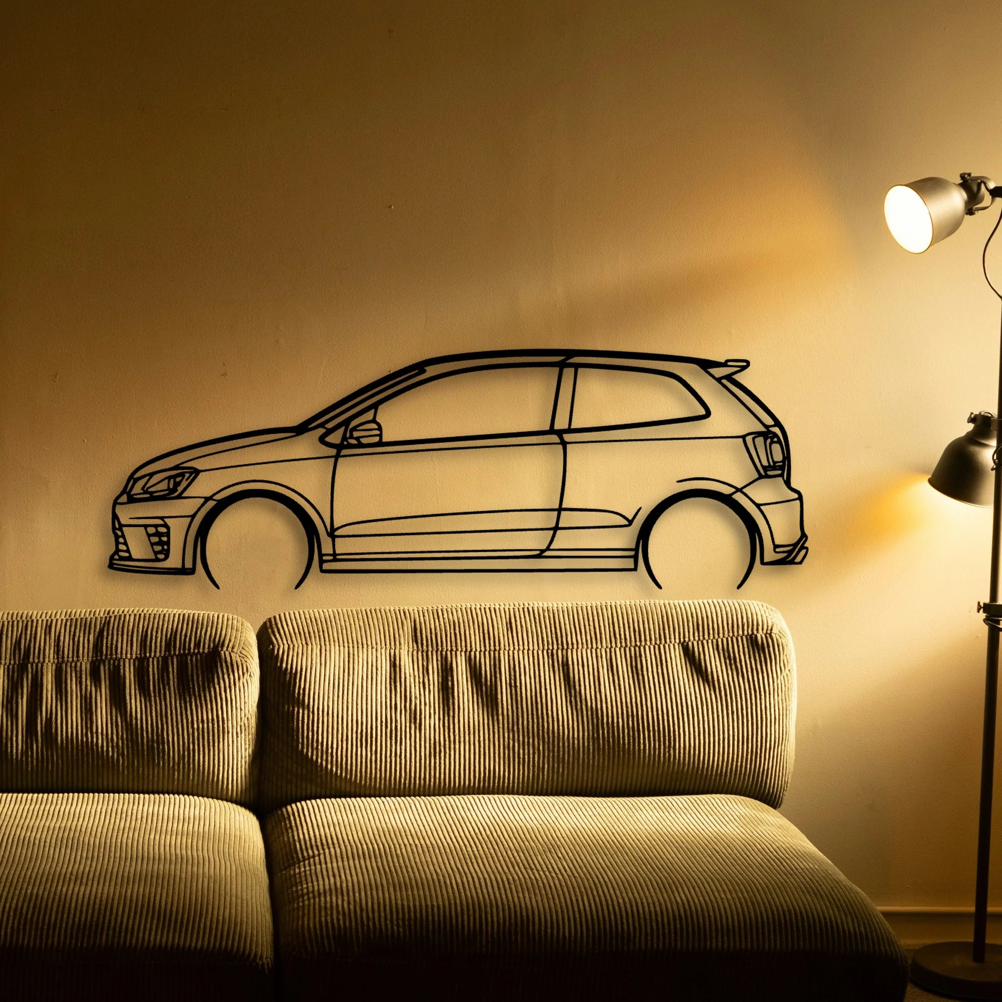Polo R WRC Classic Silhouette Metal Wall Art - Automotive Garage Decor