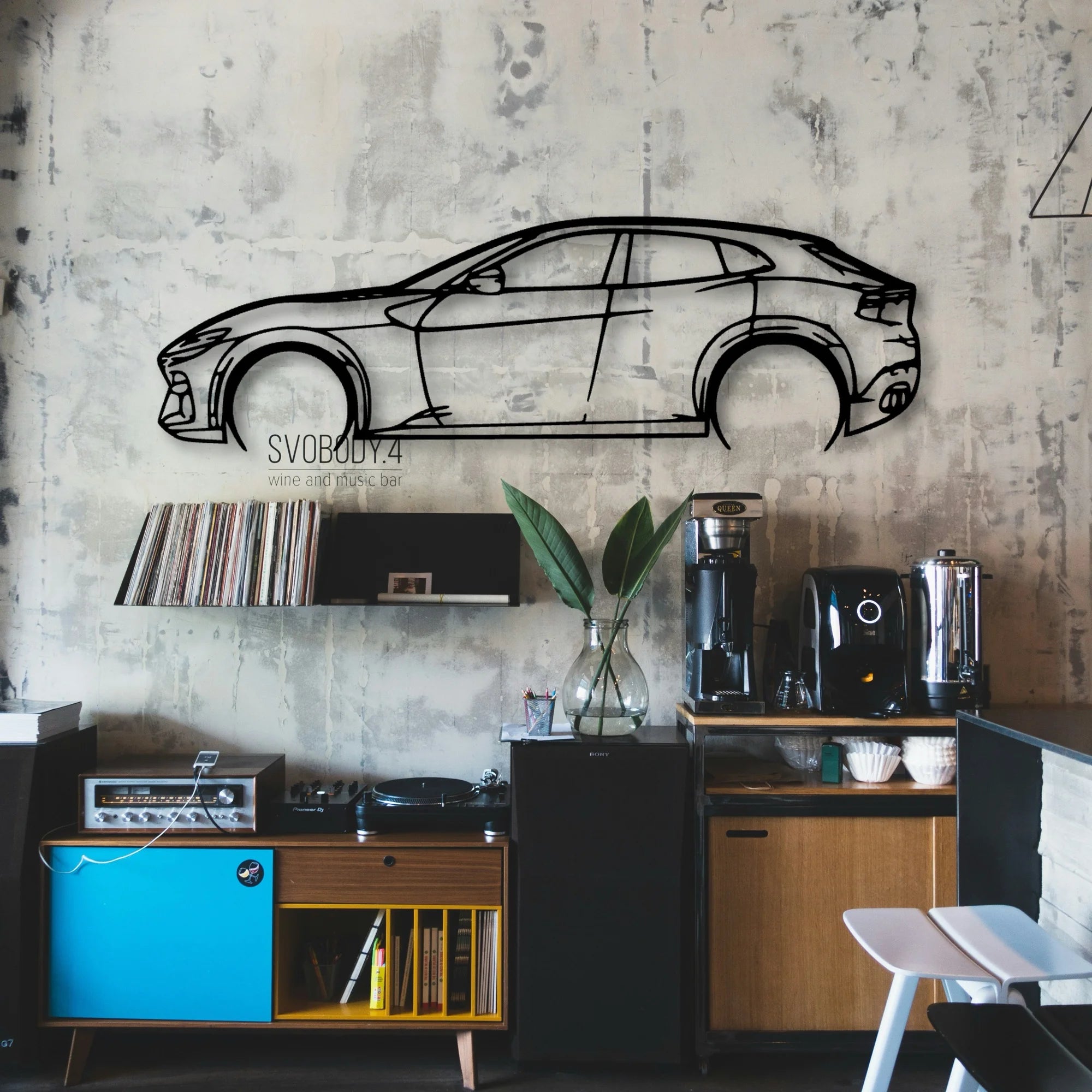Purosangue Classic Silhouette Metal Wall Art - Automotive Garage Decor