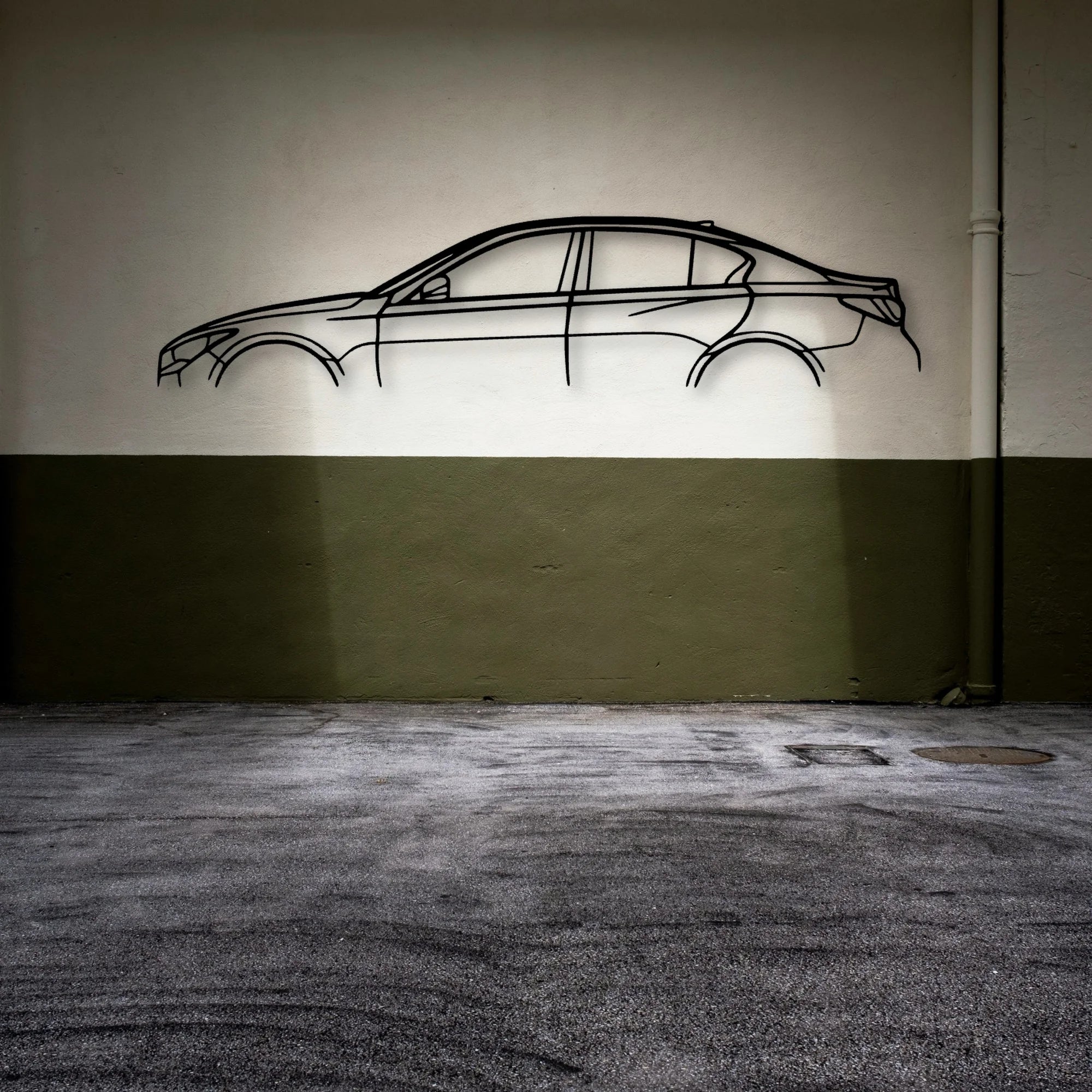 Q50 2019 Classic Silhouette Metal Wall Art - Automotive Garage Decor
