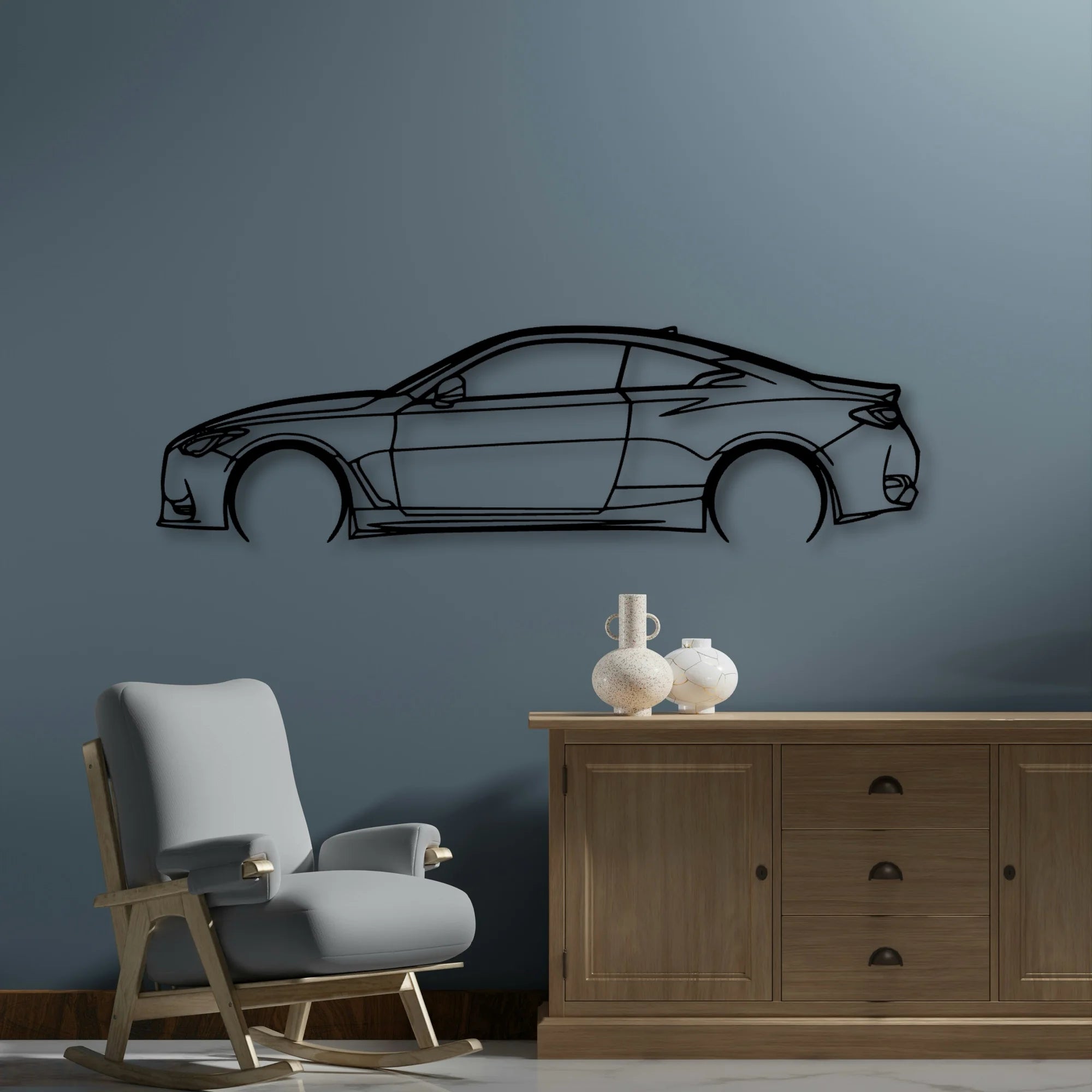 Q60 Classic Silhouette Metal Wall Art - Automotive Garage Decor