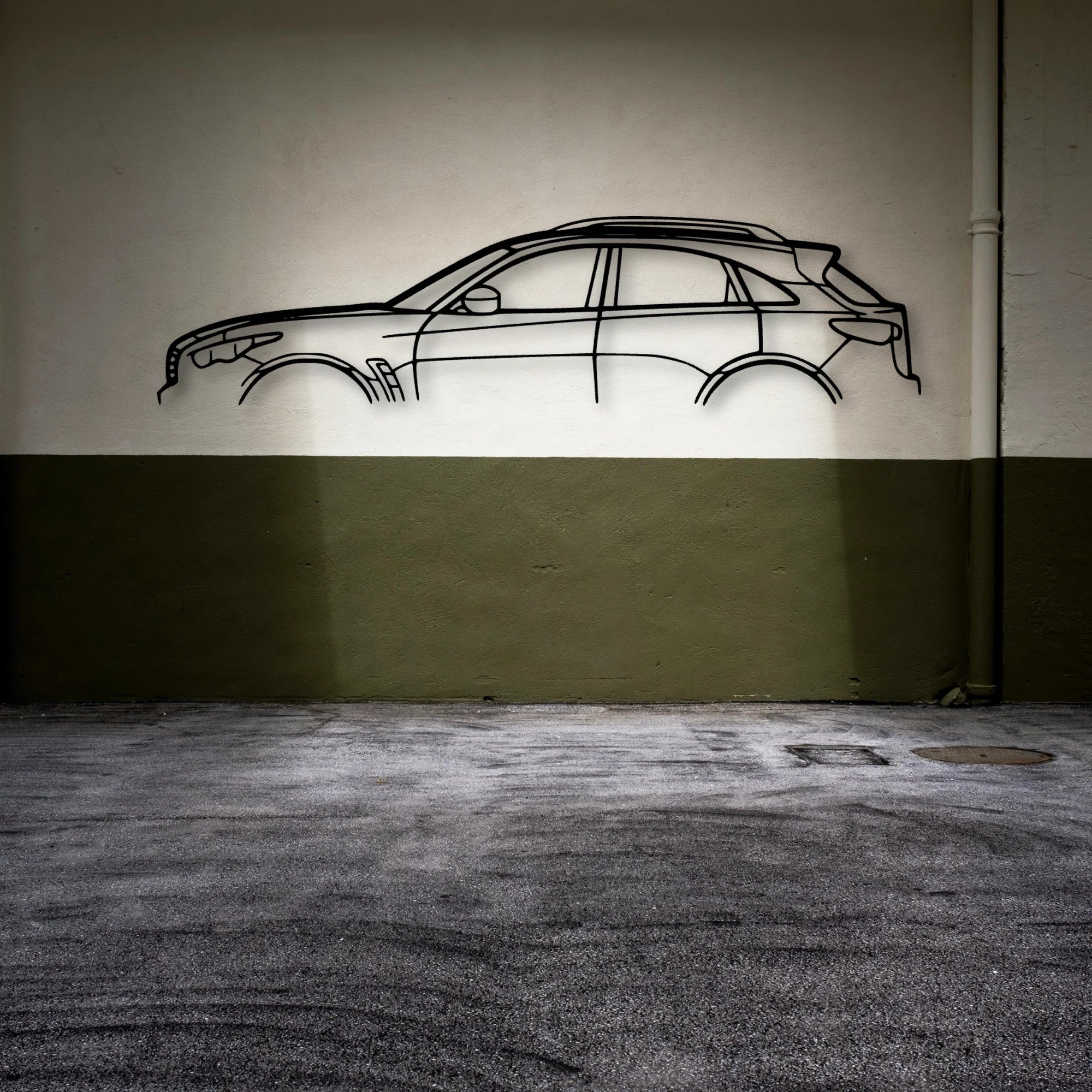 QX70S Classic Silhouette Metal Wall Art - Automotive Garage Decor