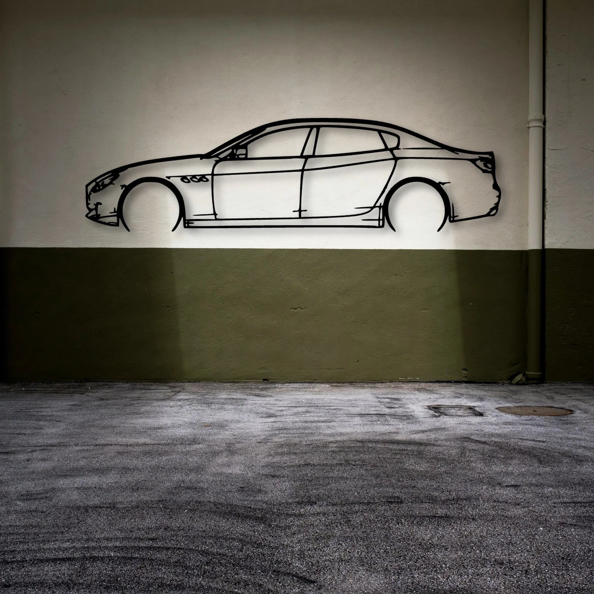 Quattroporte SQ4 2015 Classic Silhouette Metal Wall Art - Automotive Garage Decor