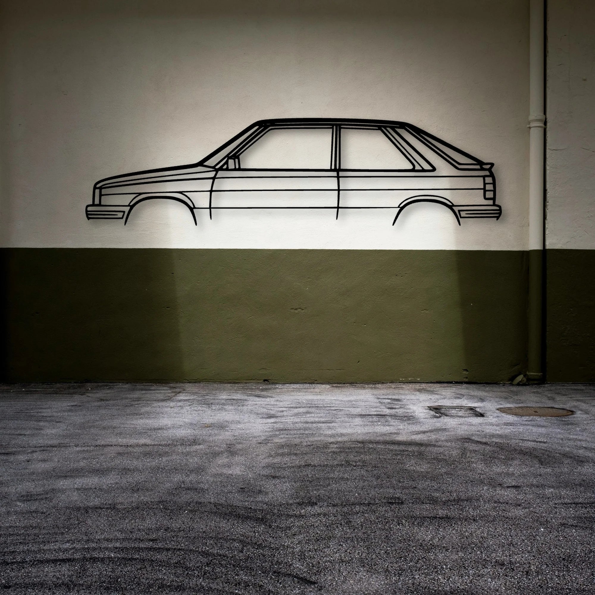 R11 Turbo 1986 Classic Silhouette Metal Wall Art - Automotive Garage Decor