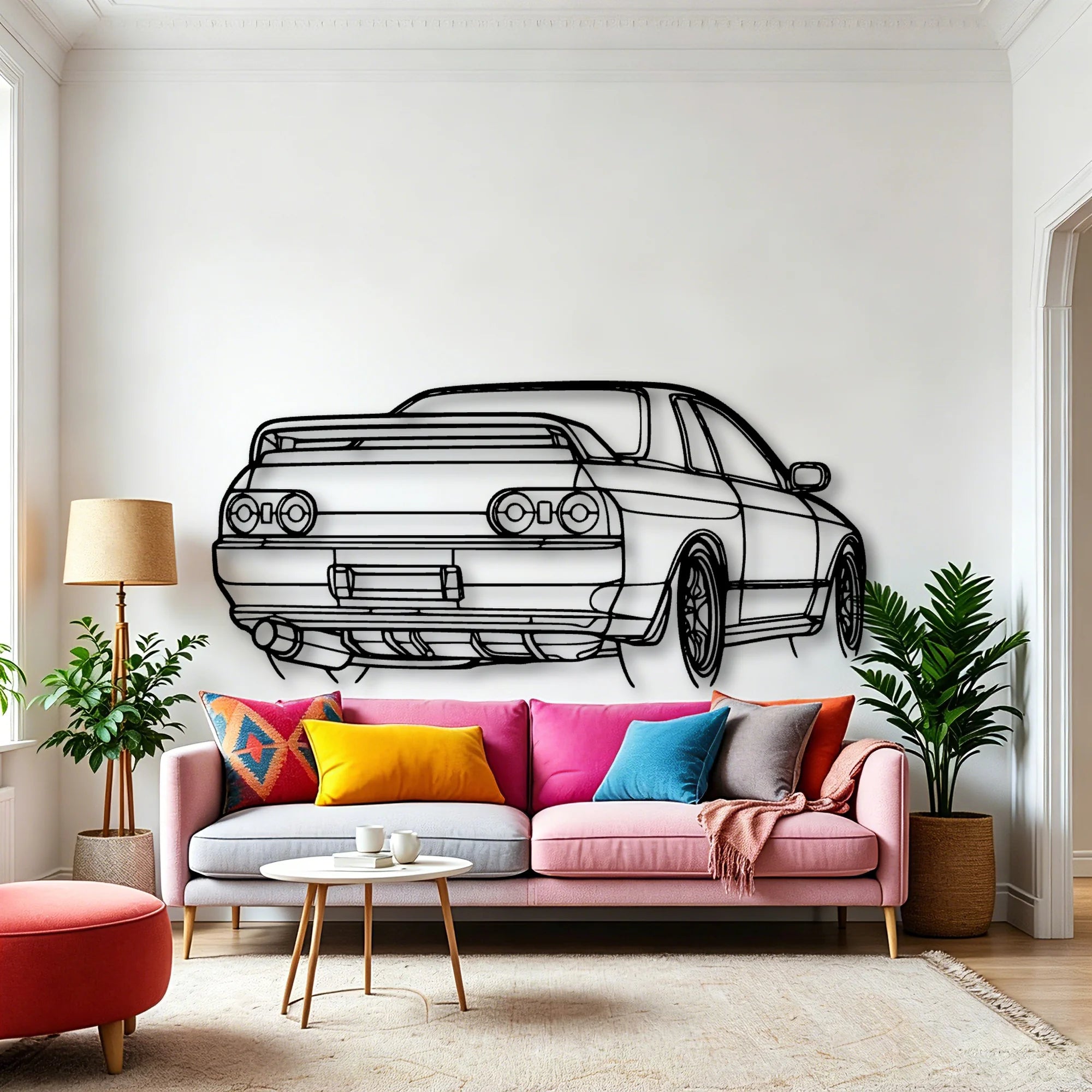 R32 GTR Nismo Angle Classic Silhouette Metal Wall Art - Automotive Garage Decor