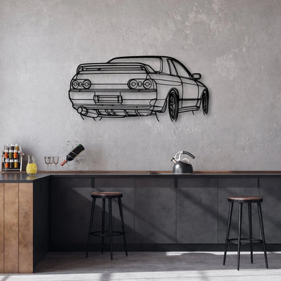 R32 GTR Nismo Angle Classic Silhouette Metal Wall Art - Automotive Garage Decor