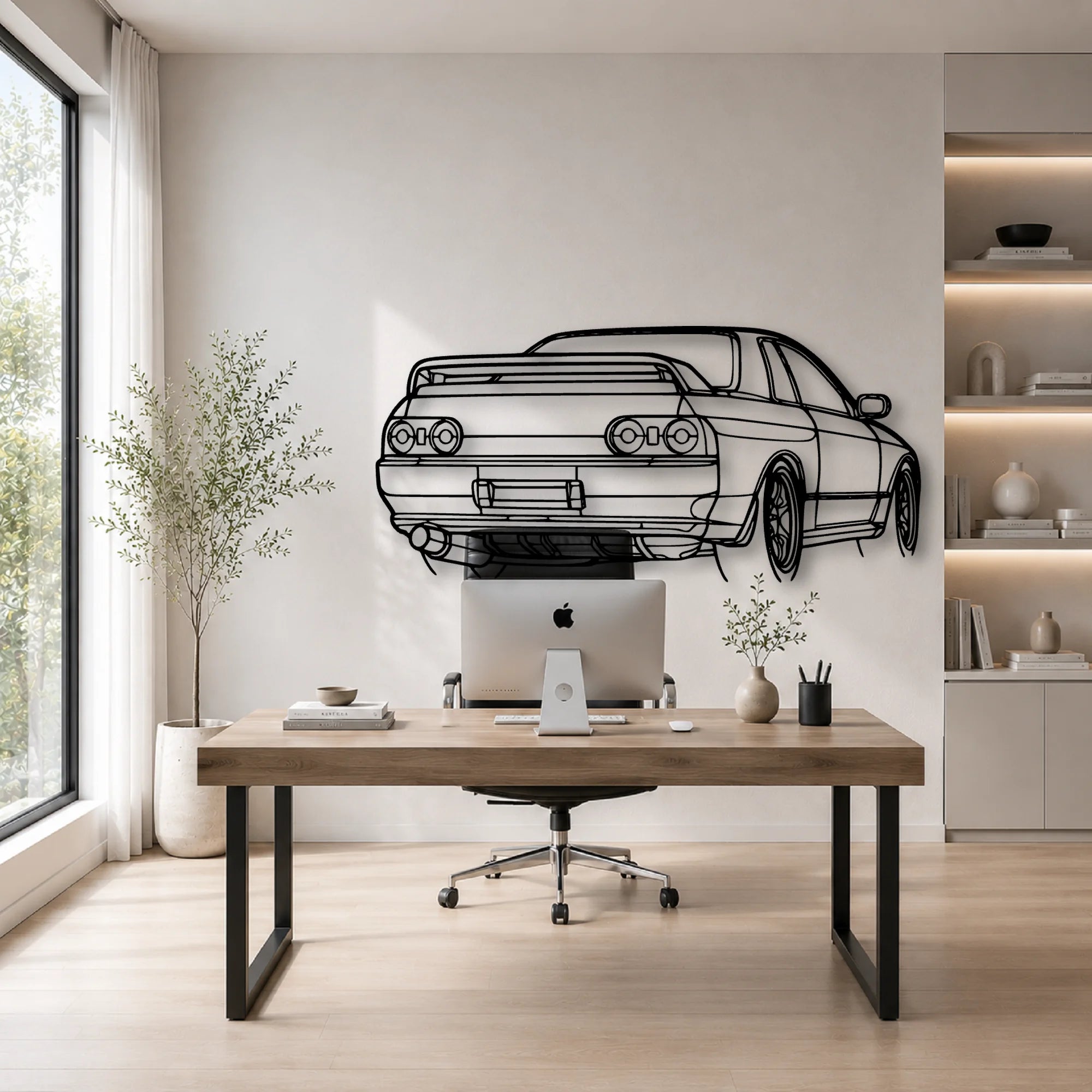 R32 GTR Nismo Angle Classic Silhouette Metal Wall Art - Automotive Garage Decor