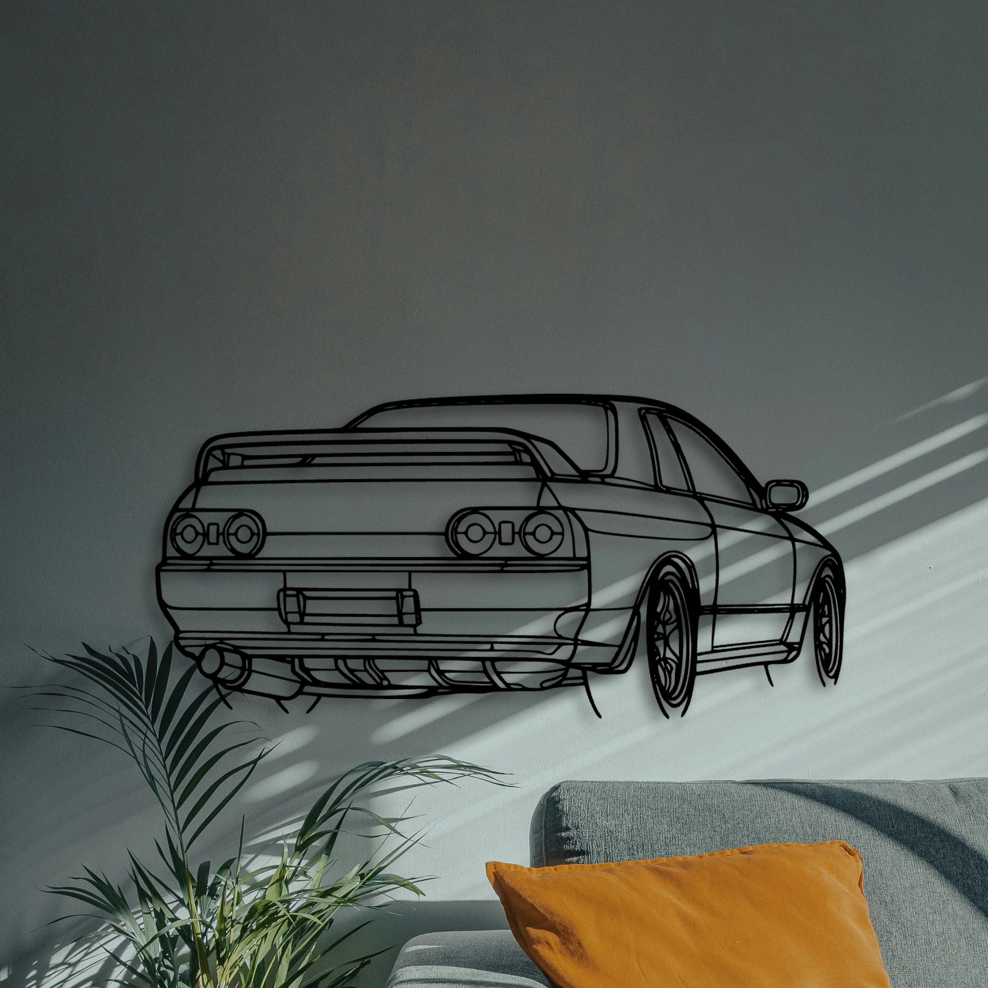 R32 GTR Nismo Angle Classic Silhouette Metal Wall Art - Automotive Garage Decor
