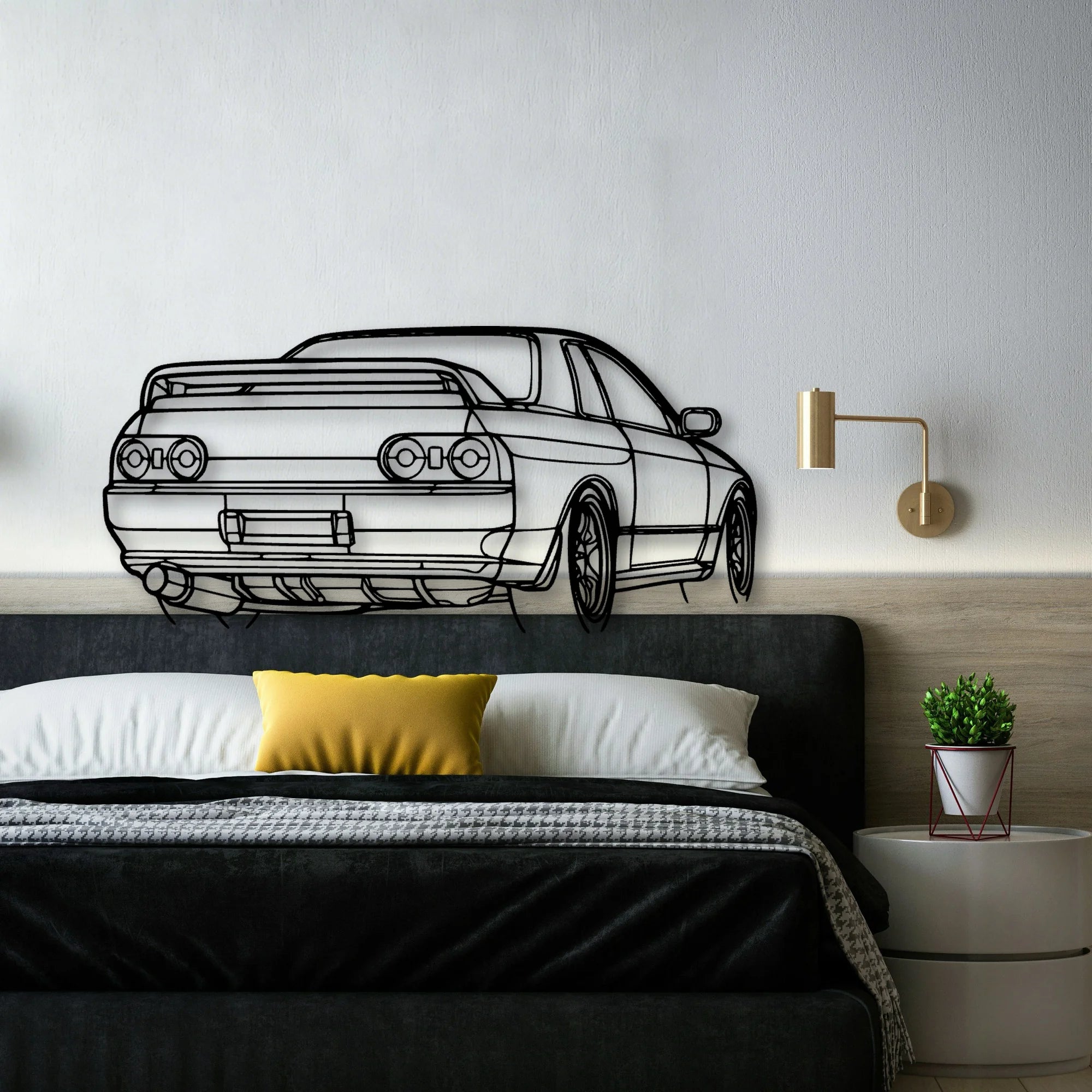 R32 GTR Nismo Angle Classic Silhouette Metal Wall Art - Automotive Garage Decor