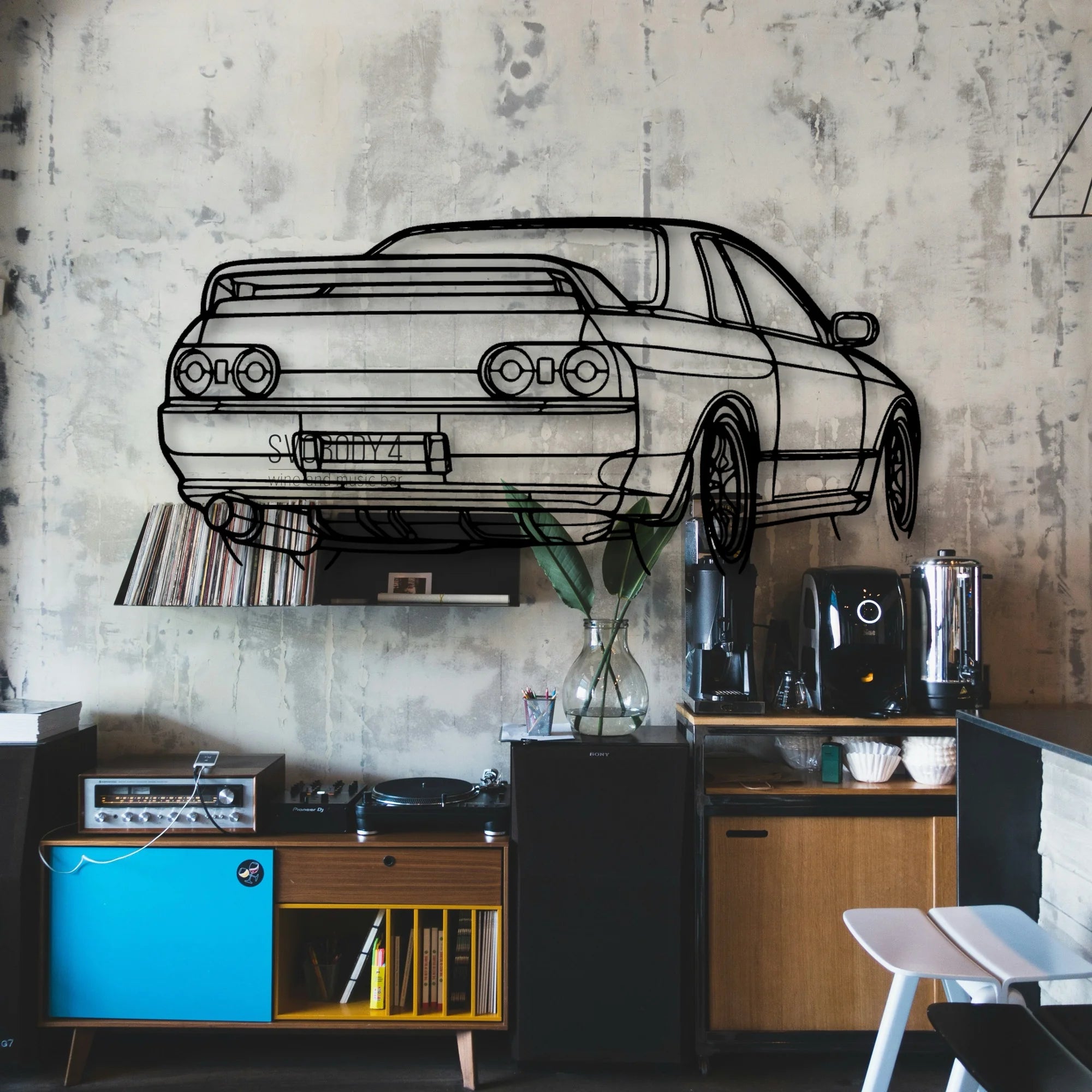 R32 GTR Nismo Angle Classic Silhouette Metal Wall Art - Automotive Garage Decor