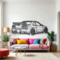 R34 GTR Nismo Angle Classic Silhouette Metal Wall Art - Automotive Garage Decor