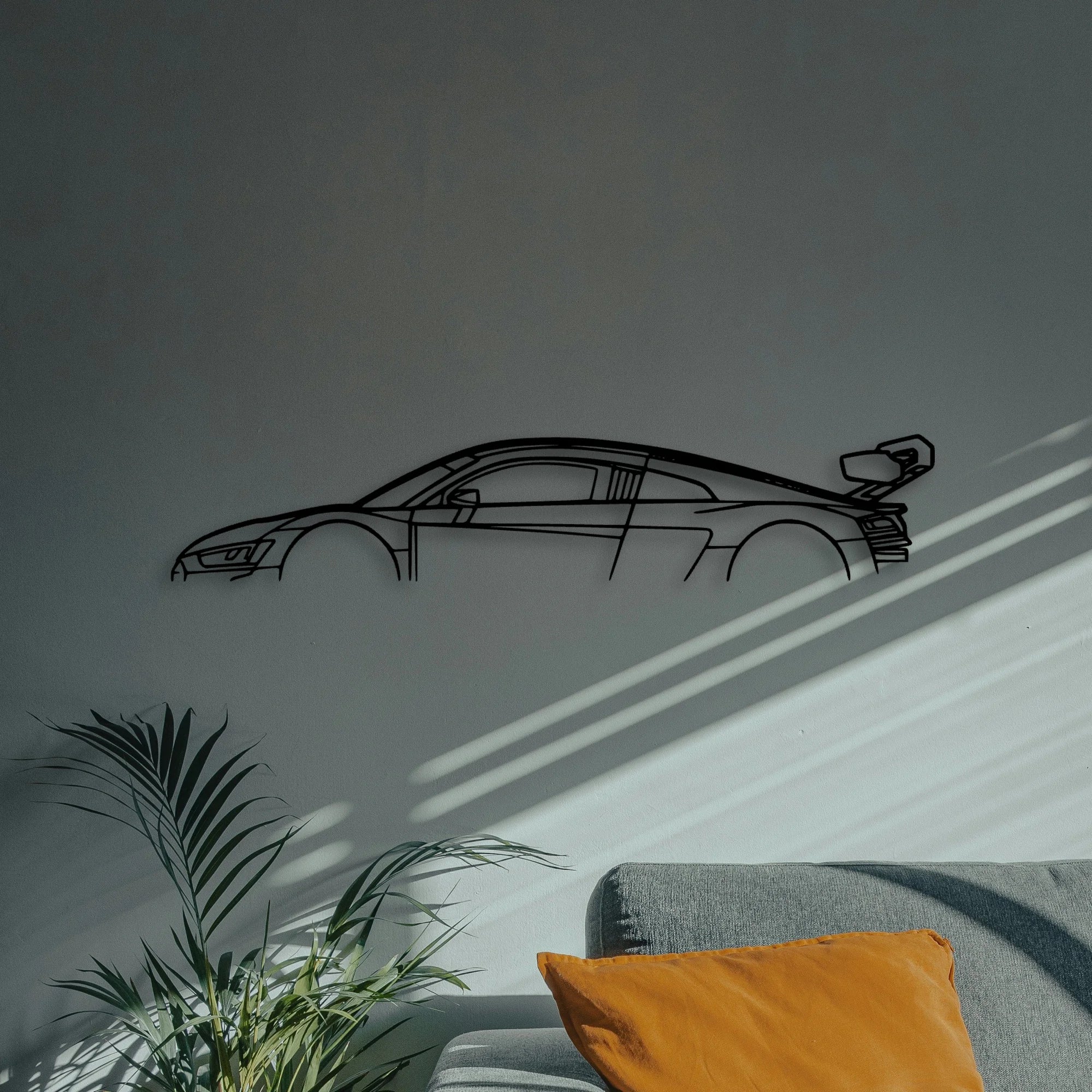 R8 LMS 2022 Classic Silhouette Metal Wall Art - Automotive Garage Decor