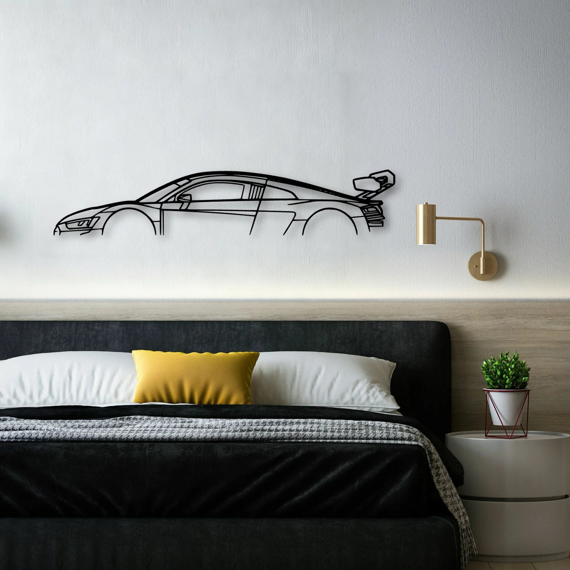 R8 LMS 2022 Classic Silhouette Metal Wall Art - Automotive Garage Decor