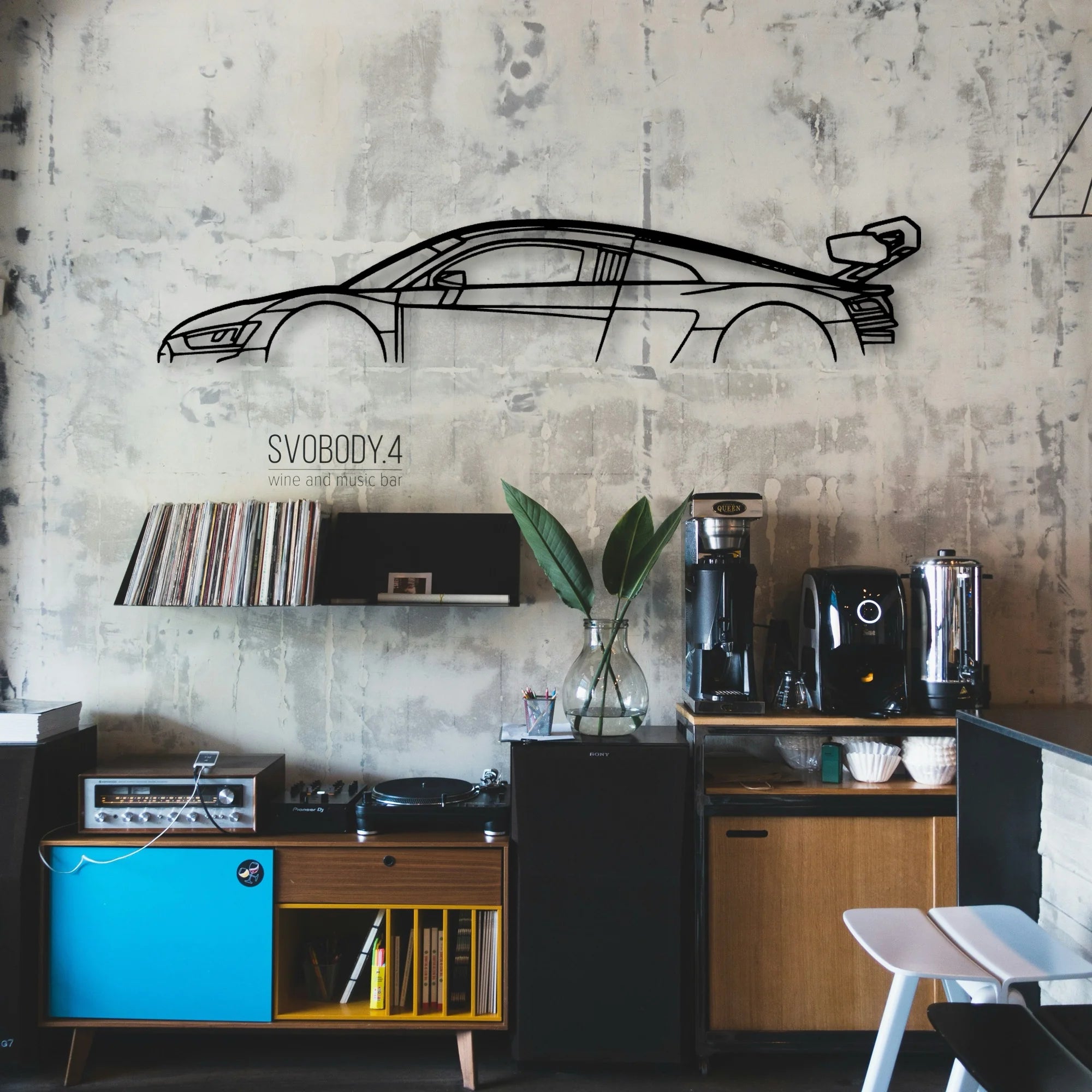 R8 LMS 2022 Classic Silhouette Metal Wall Art - Automotive Garage Decor