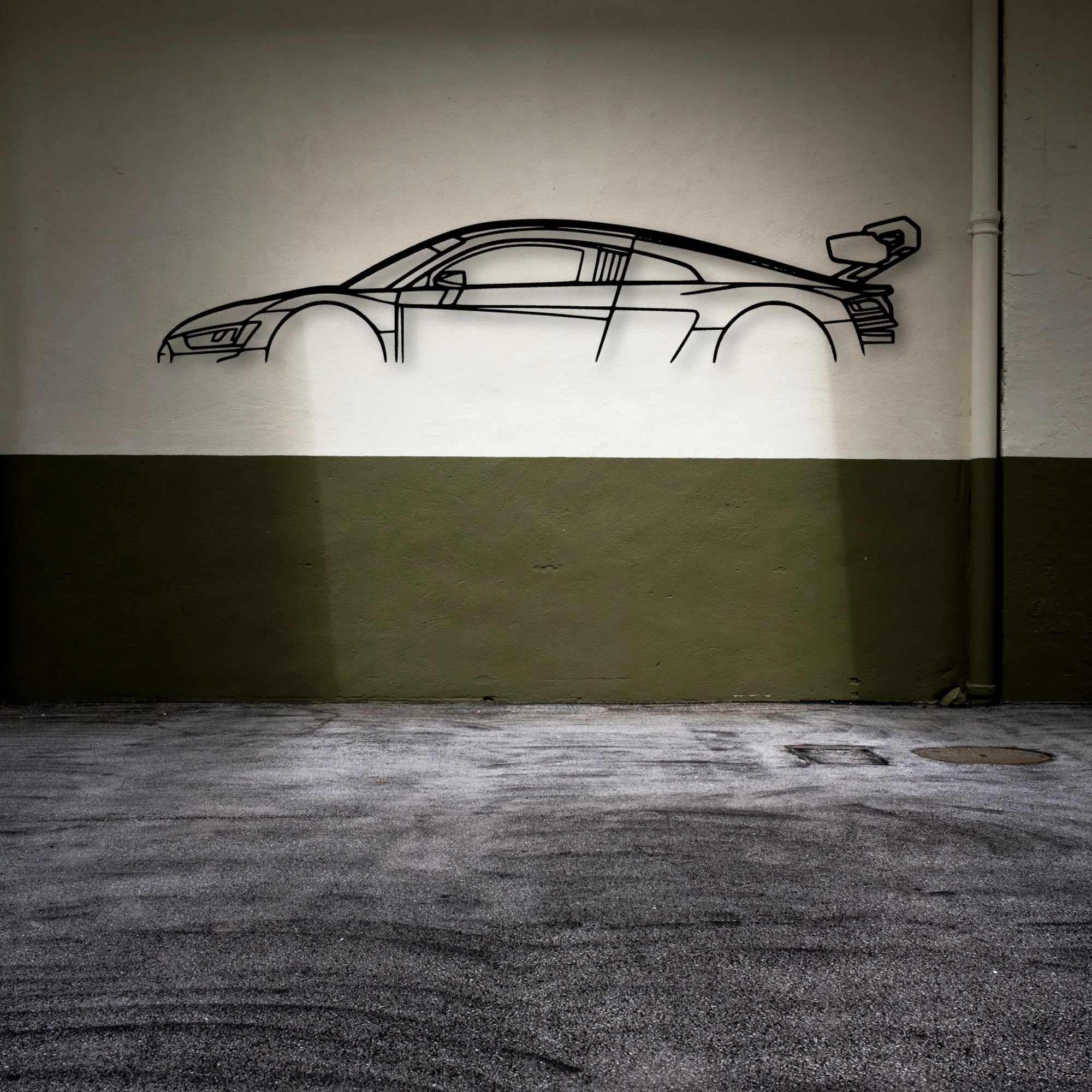 R8 LMS 2022 Classic Silhouette Metal Wall Art - Automotive Garage Decor