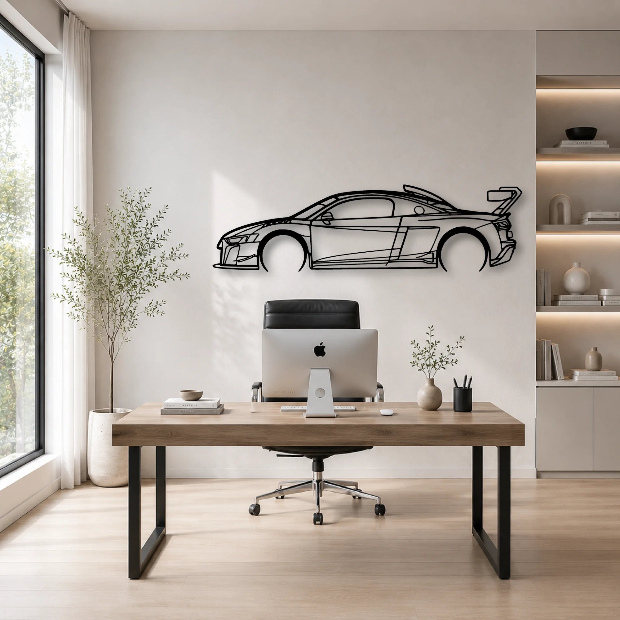R8 LMS GT2 Classic Silhouette Metal Wall Art - Automotive Garage Decor