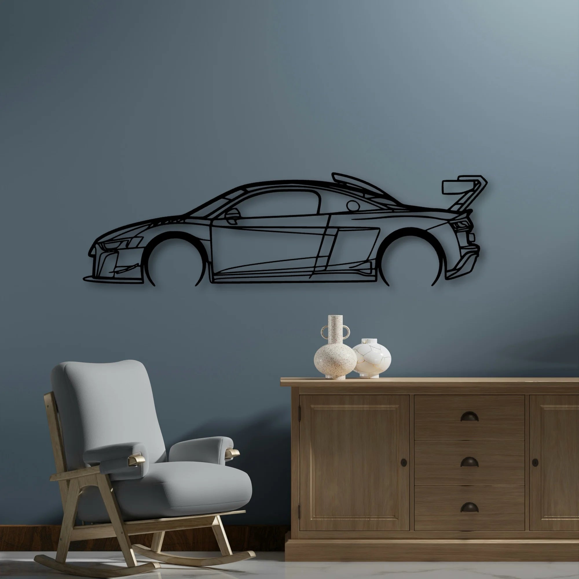 R8 LMS GT2 Classic Silhouette Metal Wall Art - Automotive Garage Decor