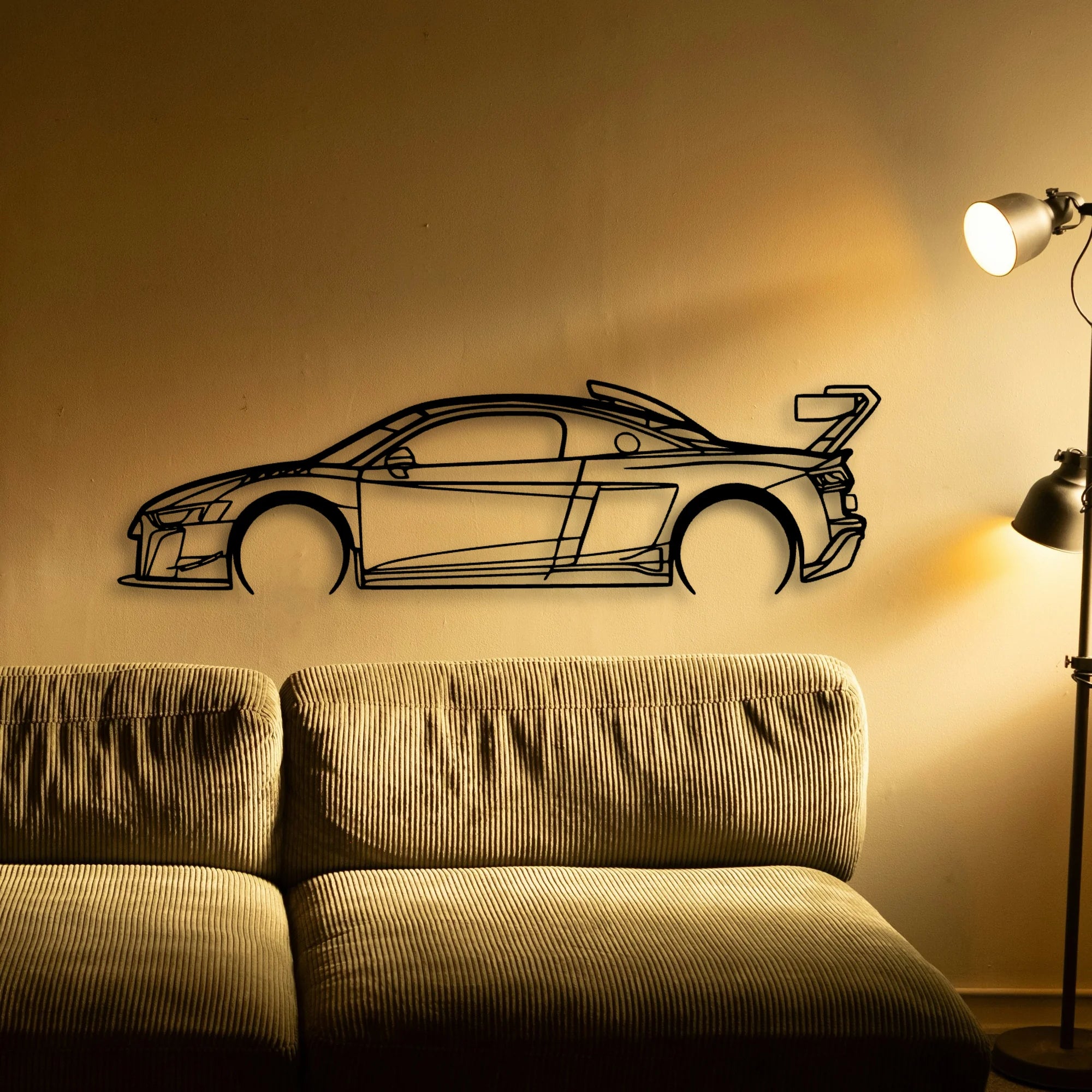 R8 LMS GT2 Classic Silhouette Metal Wall Art - Automotive Garage Decor
