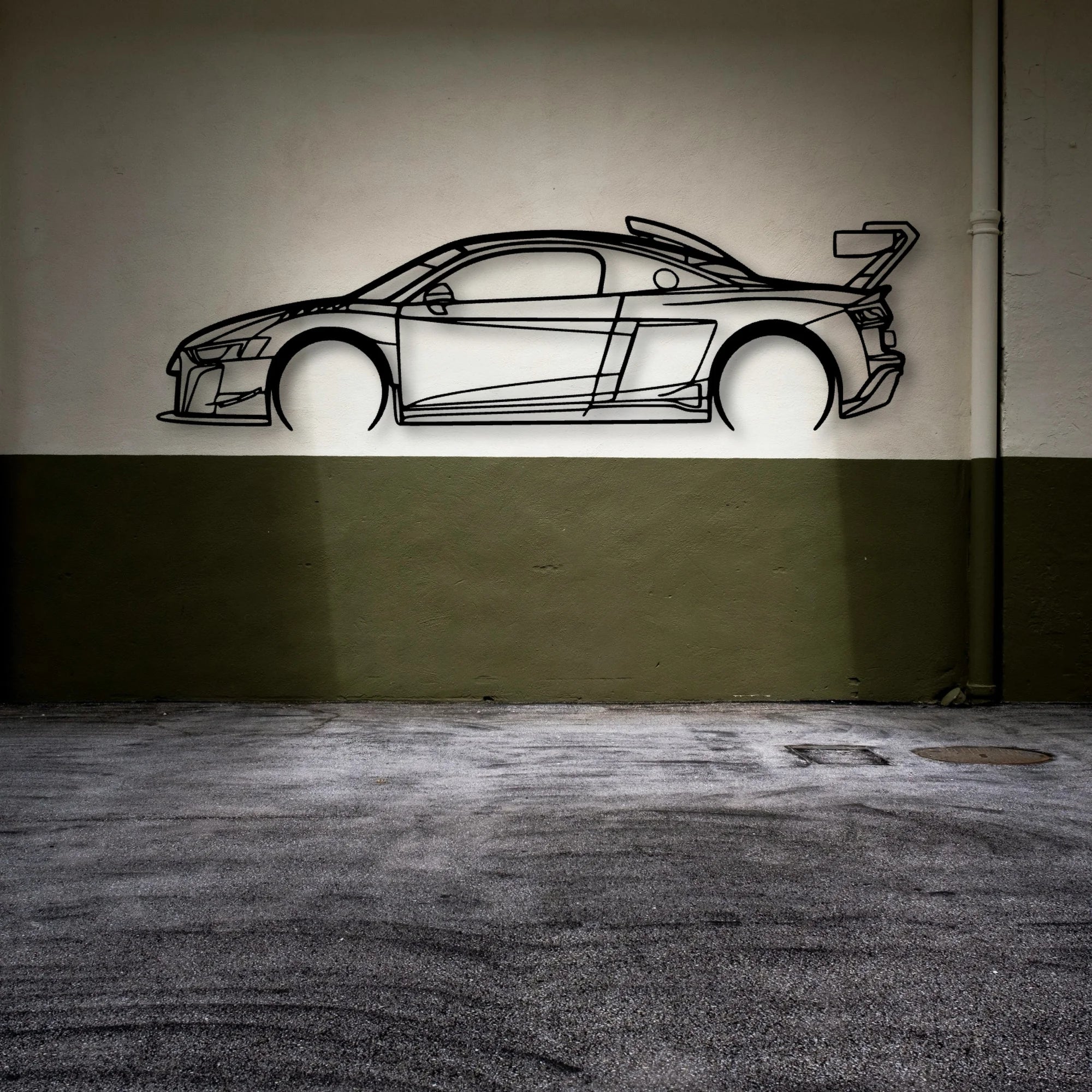 R8 LMS GT2 Classic Silhouette Metal Wall Art - Automotive Garage Decor