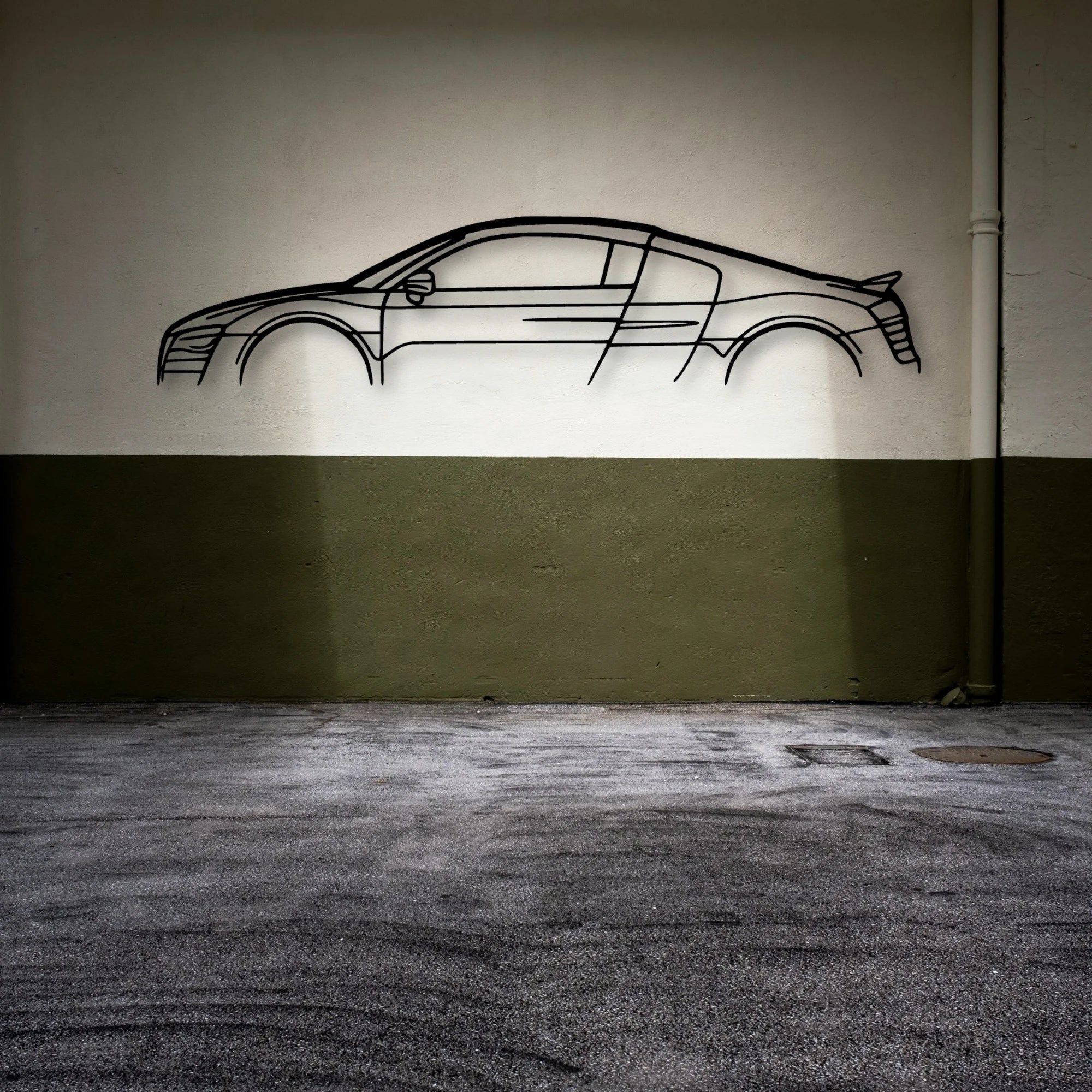 R8 LMX 2015 Classic Silhouette Metal Wall Art - Automotive Garage Decor
