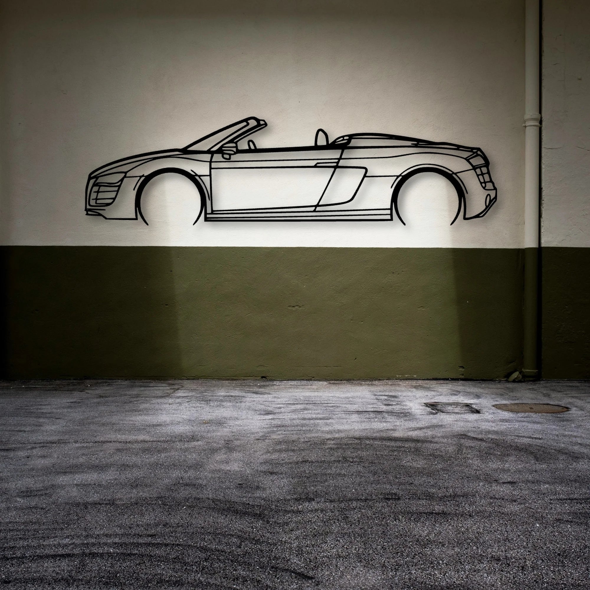 R8 Spyder 2012 Classic Silhouette Metal Wall Art - Automotive Garage Decor
