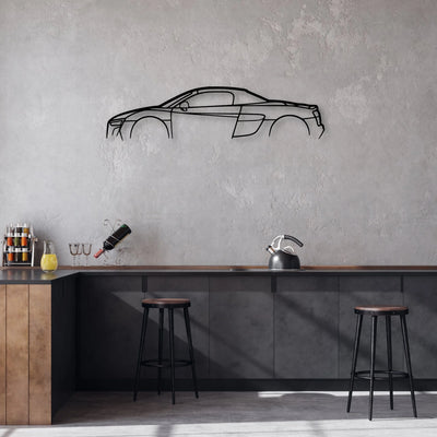 R8 Spyder Mk2 Classic Silhouette Metal Wall Art - Automotive Garage Decor