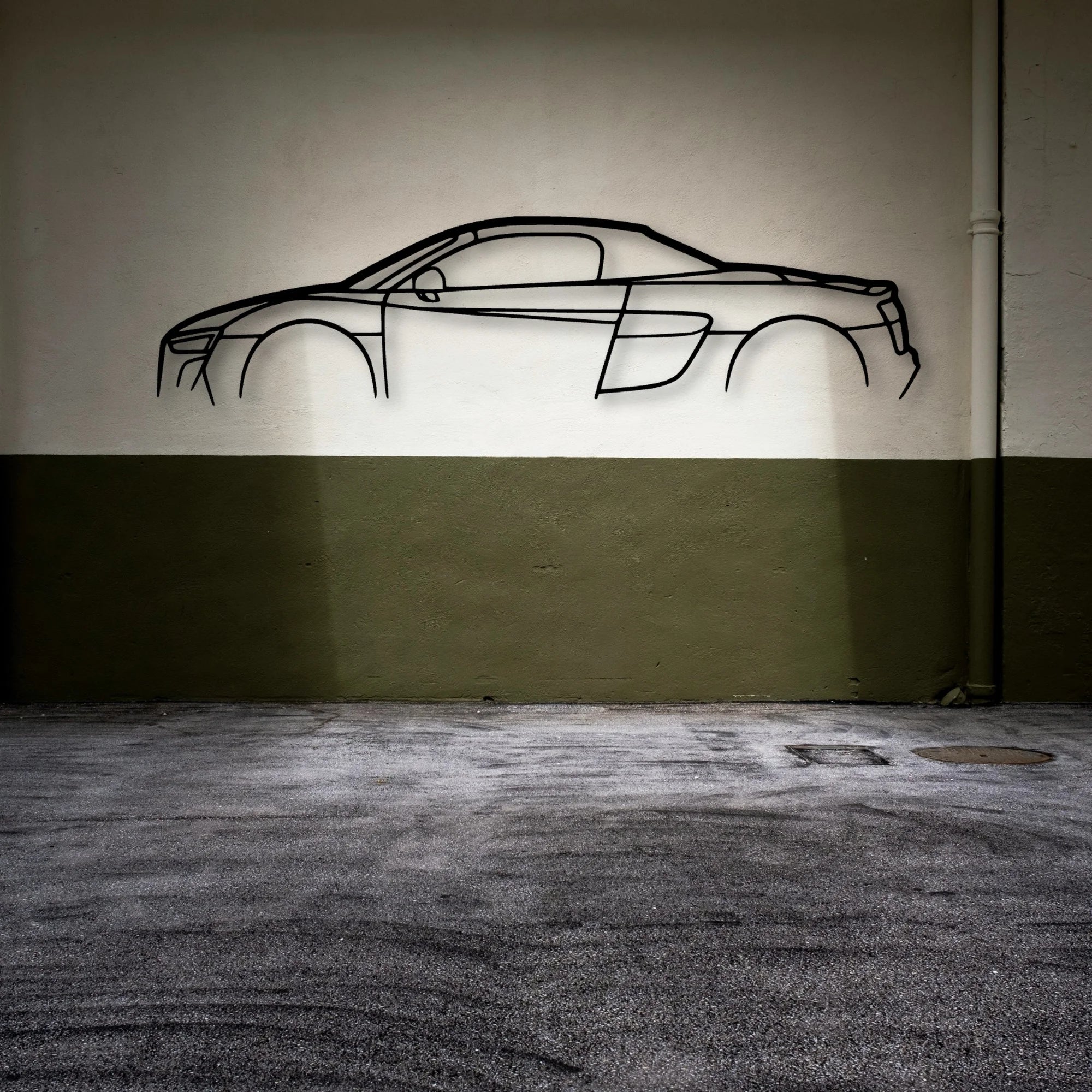 R8 Spyder MK2 Classic Silhouette Metal Wall Art - Automotive Garage Decor