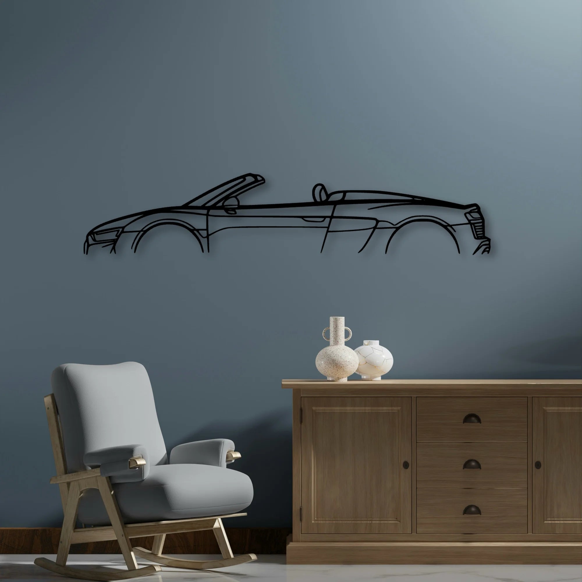 R8 Spyder MK2 2 Classic Silhouette Metal Wall Art - Automotive Garage Decor