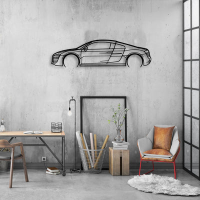 R8 V10 Plus 2014 Classic Silhouette Metal Wall Art - Automotive Garage Decor